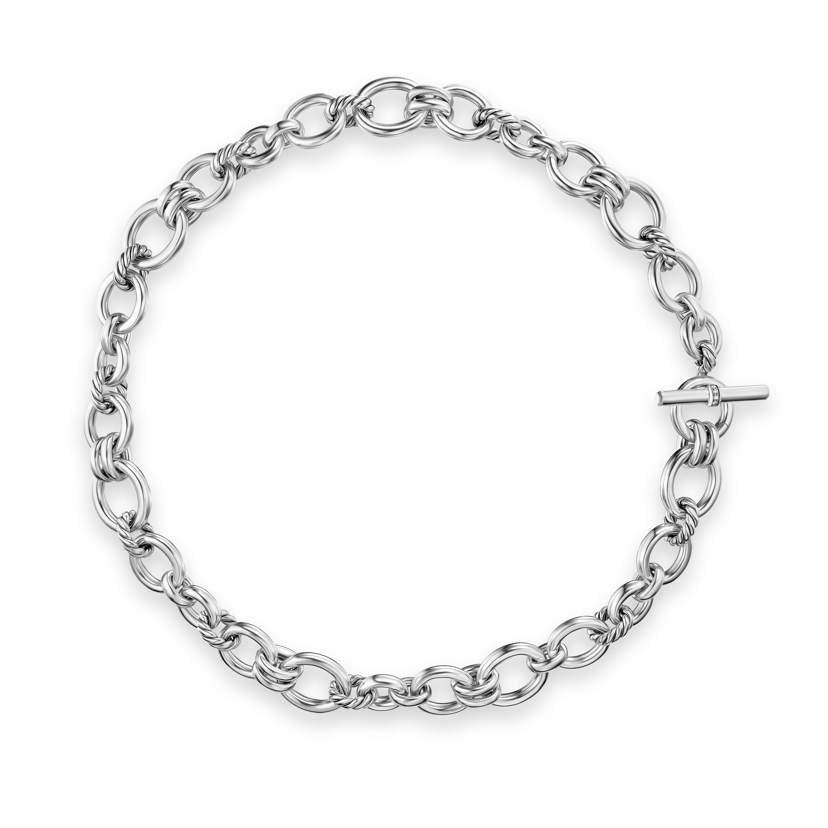 DY Mercer® Chain Necklace in Sterling Silver with Diamonds, 8mm DY Mercer® Chain Necklace in Sterling Silver with Diamonds, 8mm