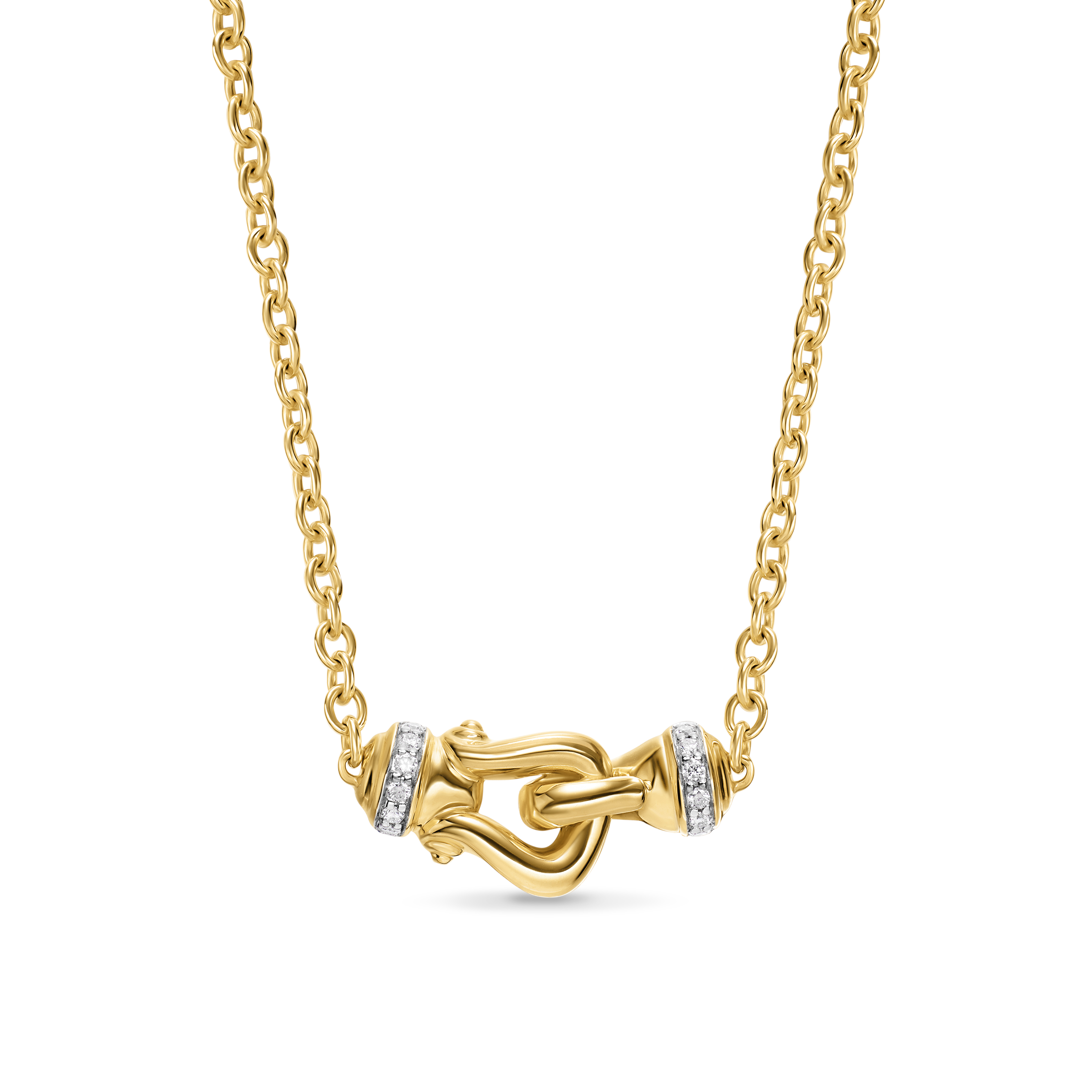 Petite Buckle Necklace in 18K Yellow Gold with Diamonds, 16.2mm Petite Buckle Necklace in 18K Yellow Gold with Diamonds, 16.2mm