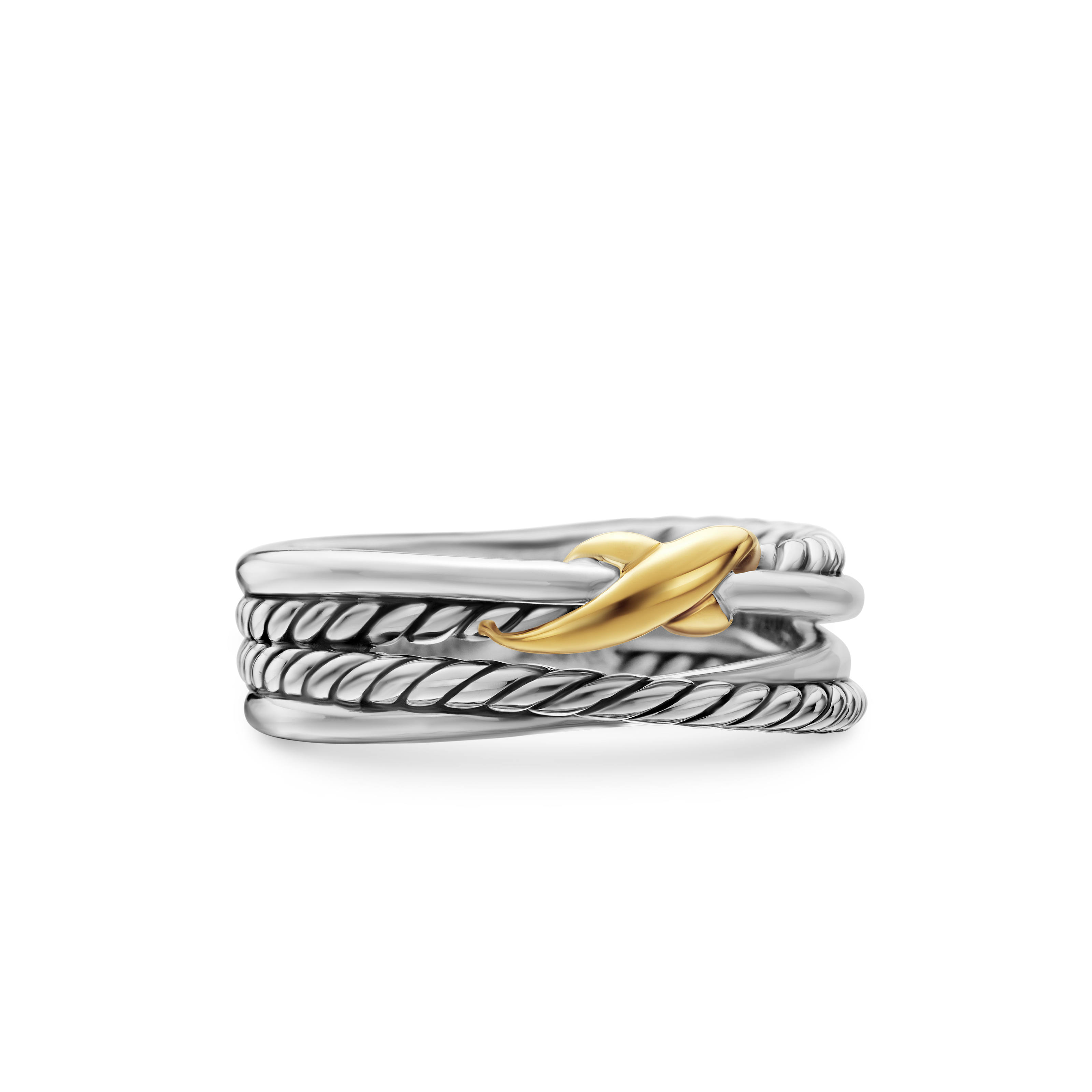 X Crossover Band Ring in Sterling Silver with 18K Yellow Gold, 6mm X Crossover Band Ring in Sterling Silver with 18K Yellow Gold, 6mm