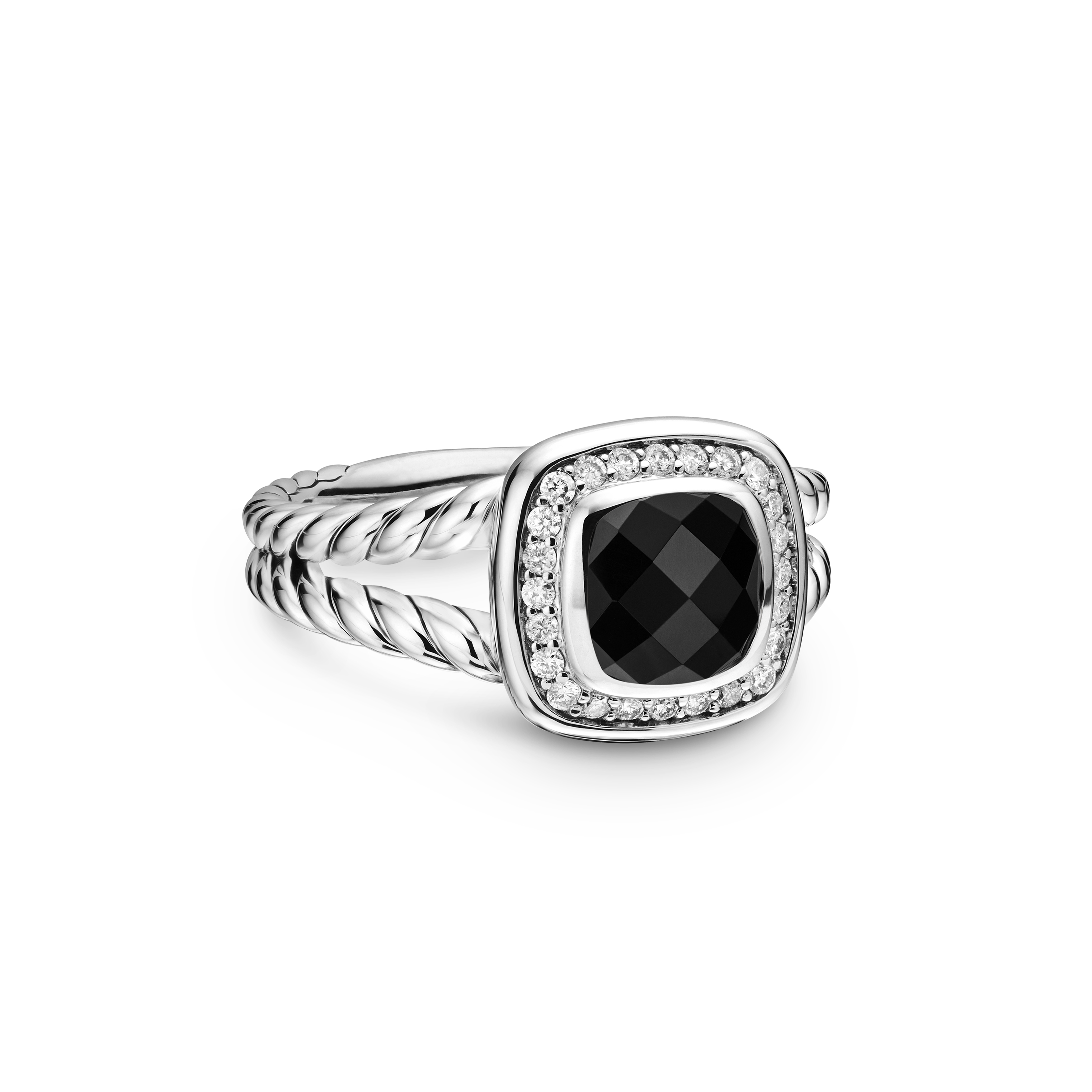 Petite Albion® Ring in Sterling Silver with Black Onyx and Diamonds, 7mm Petite Albion® Ring in Sterling Silver with Black Onyx and Diamonds, 7mm