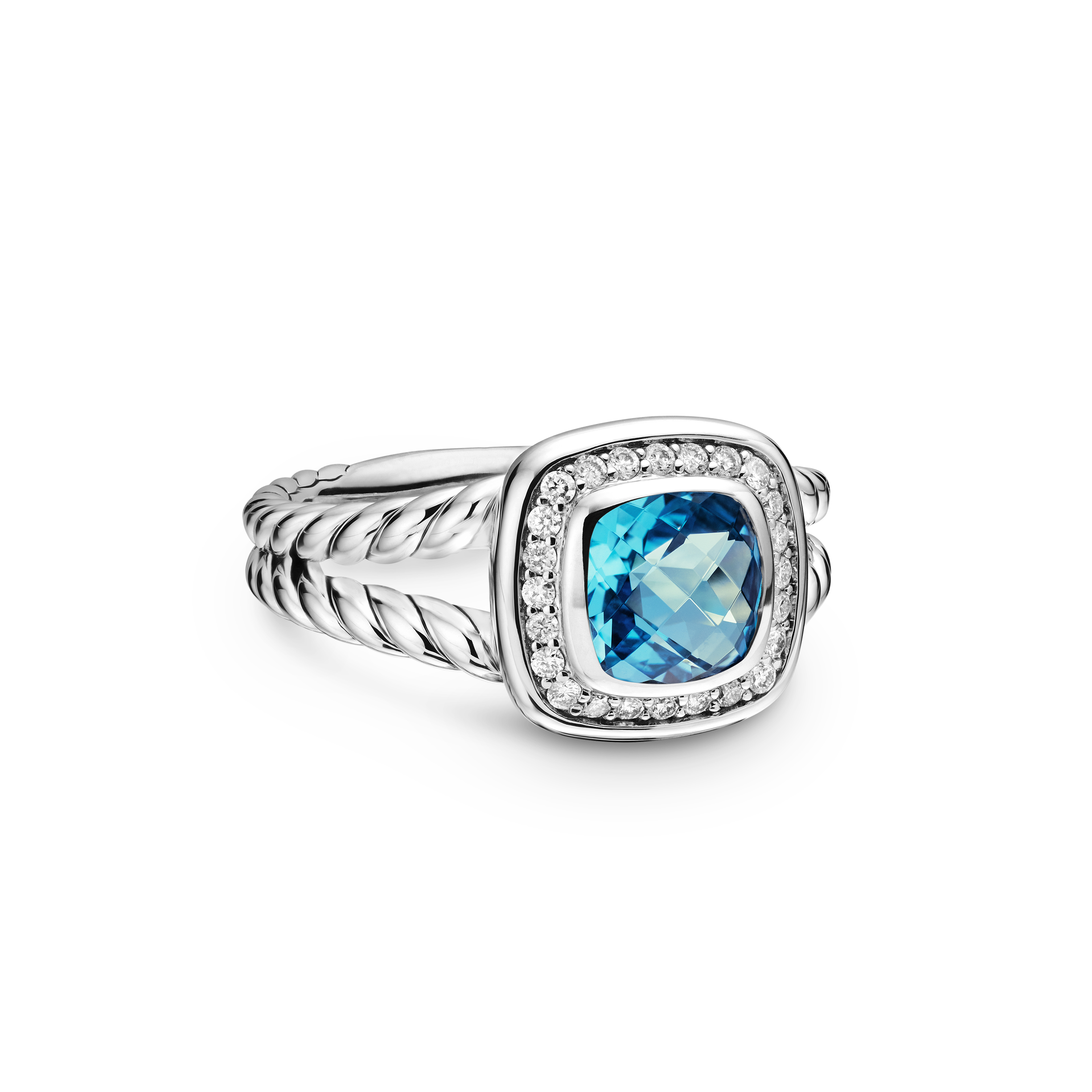 Petite Albion® Ring in Sterling Silver with Blue Topaz and Diamonds, 7mm Petite Albion® Ring in Sterling Silver with Blue Topaz and Diamonds, 7mm