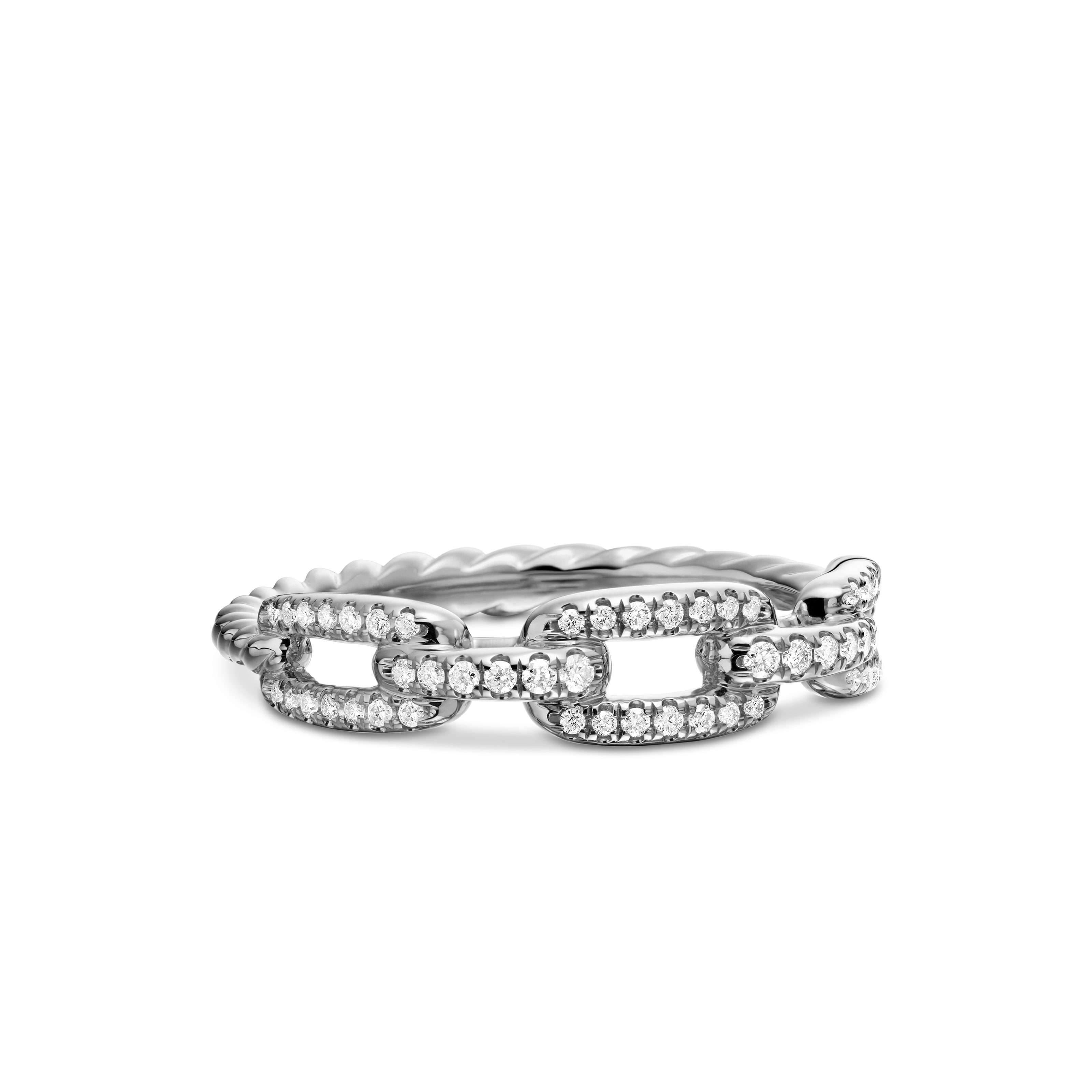 Stax Chain Link Ring in 18K White Gold with Diamonds, 4.5mm Stax Chain Link Ring in 18K White Gold with Diamonds, 4.5mm
