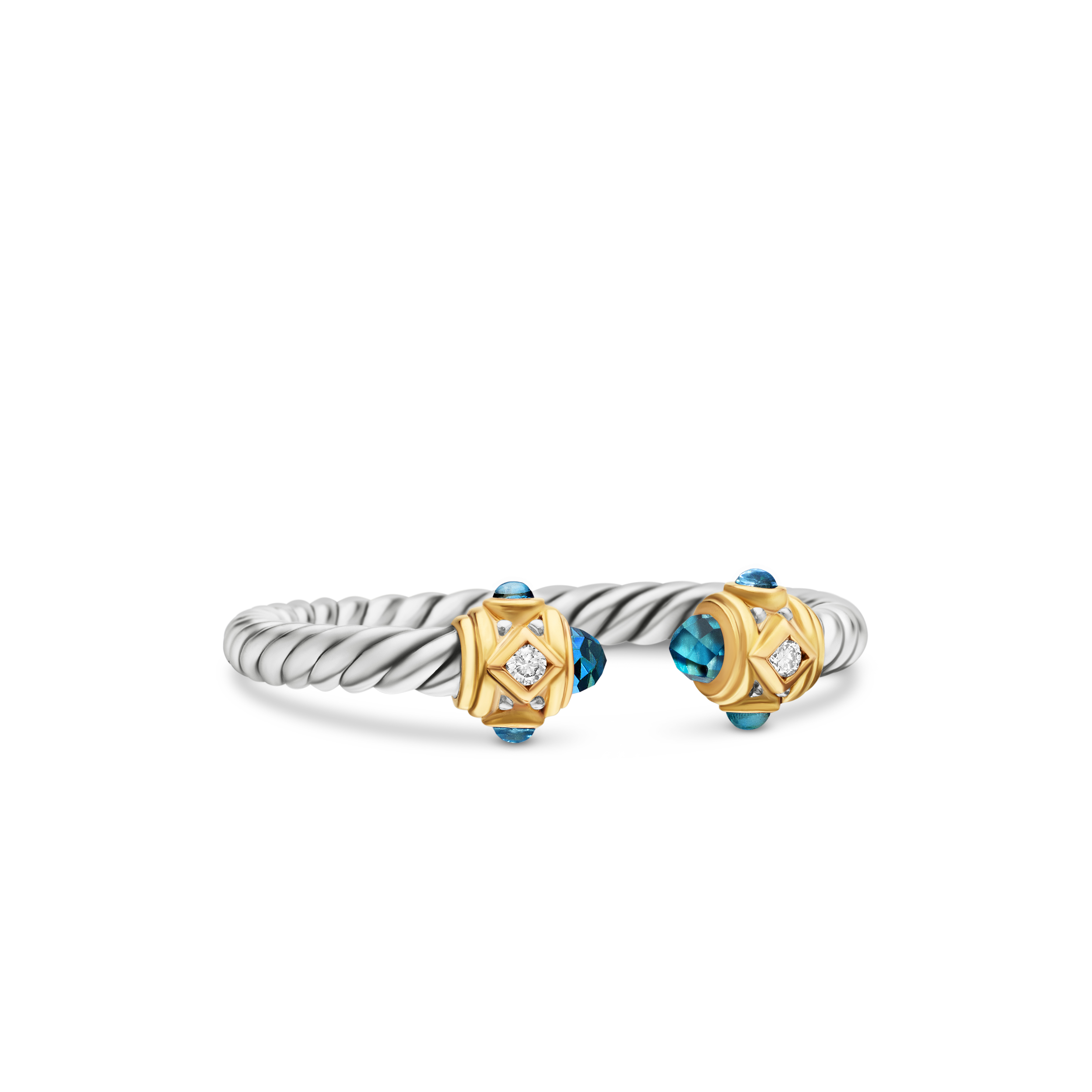 Renaissance Ring in Sterling Silver with 14K Yellow Gold, Hampton Blue Topaz and Diamonds, 2.3mm Renaissance Ring in Sterling Silver with 14K Yellow Gold, Hampton Blue Topaz and Diamonds, 2.3mm