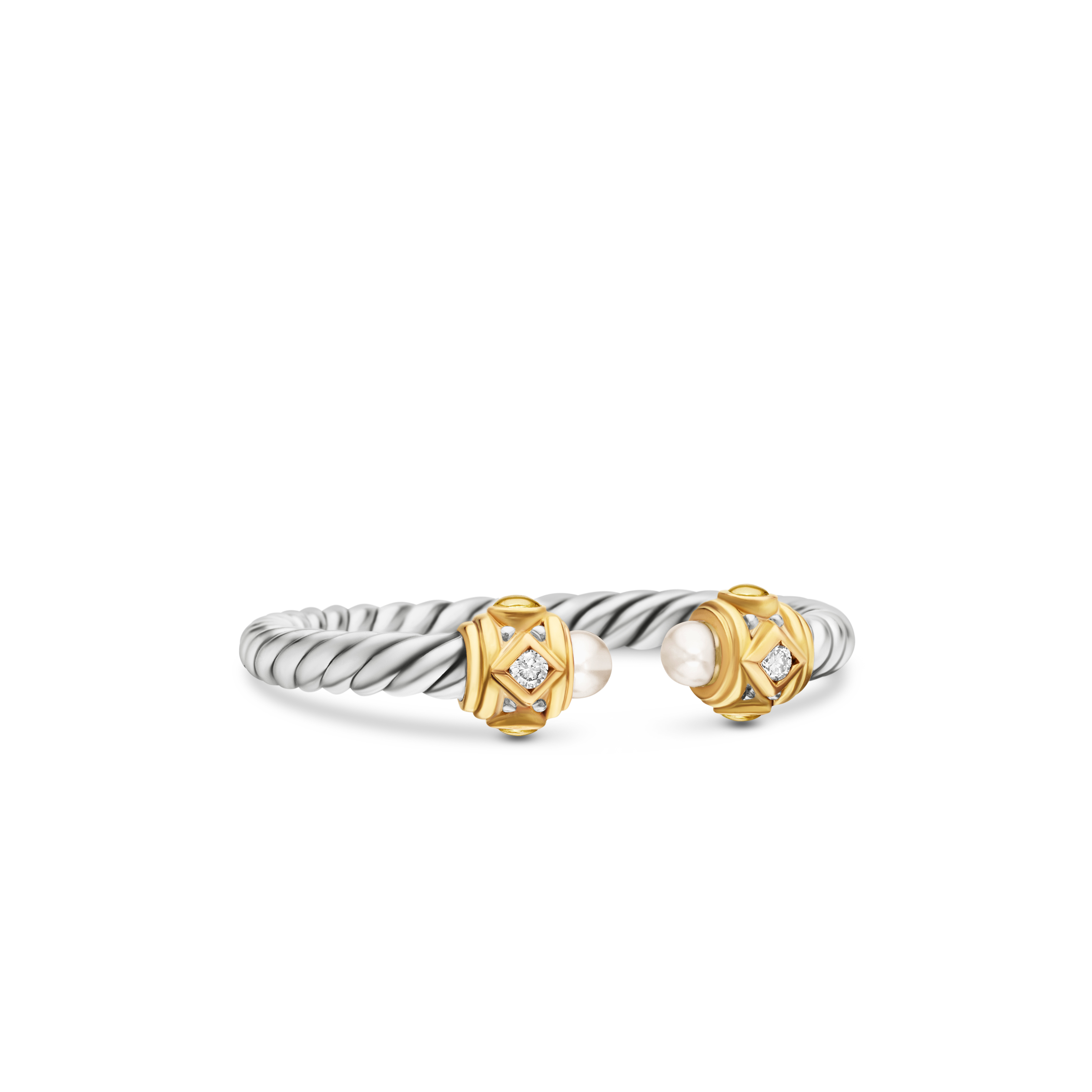 Renaissance Ring in Sterling Silver with 14K Yellow Gold, Pearls and Diamonds, 2.3mm Renaissance Ring in Sterling Silver with 14K Yellow Gold, Pearls and Diamonds, 2.3mm