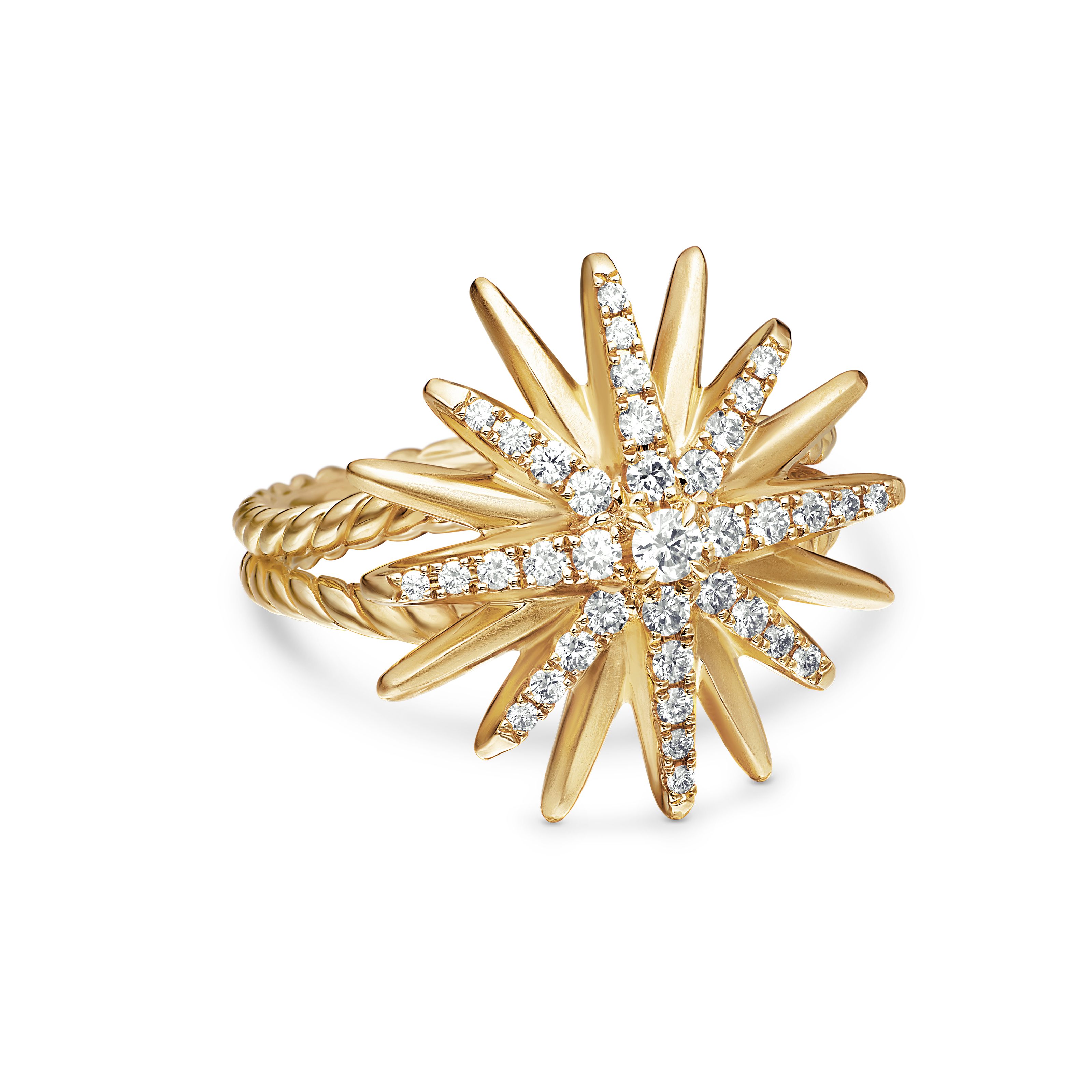 Starburst Ring in 18K Yellow Gold with Diamonds, 19mm Starburst Ring in 18K Yellow Gold with Diamonds, 19mm