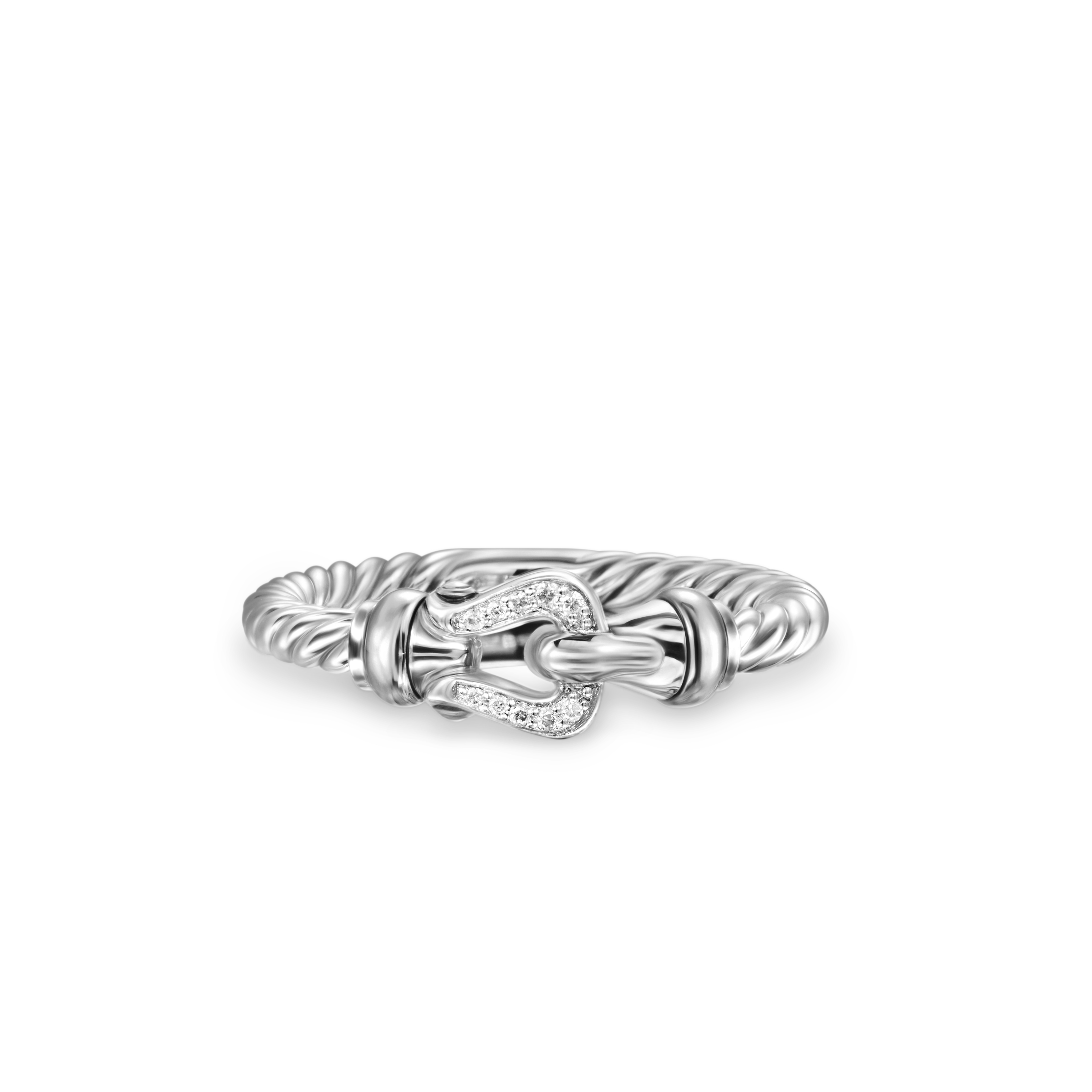 Petite Buckle Ring in Sterling Silver and Diamonds, 2mm Petite Buckle Ring in Sterling Silver and Diamonds, 2mm