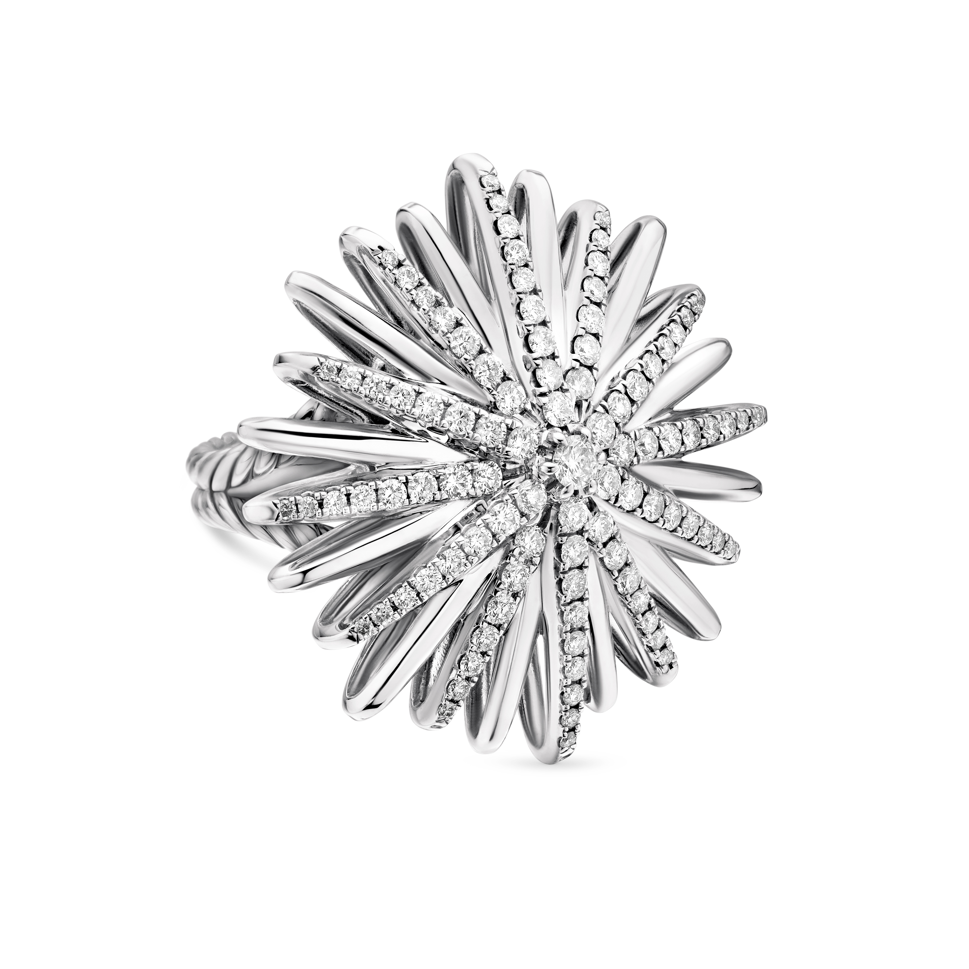 Starburst Ring in Sterling Silver with Diamonds, 28mm Starburst Ring in Sterling Silver with Diamonds, 28mm
