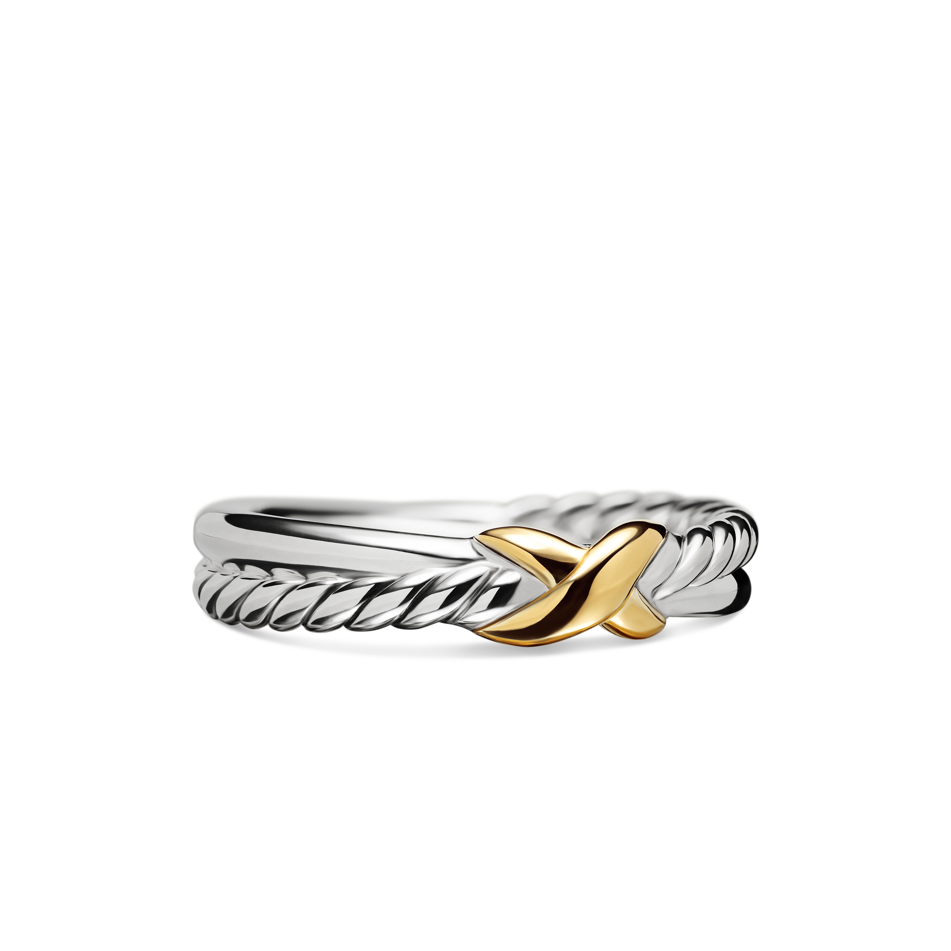 Petite X Ring in Sterling Silver with 18K Yellow Gold, 4mm Petite X Ring in Sterling Silver with 18K Yellow Gold, 4mm