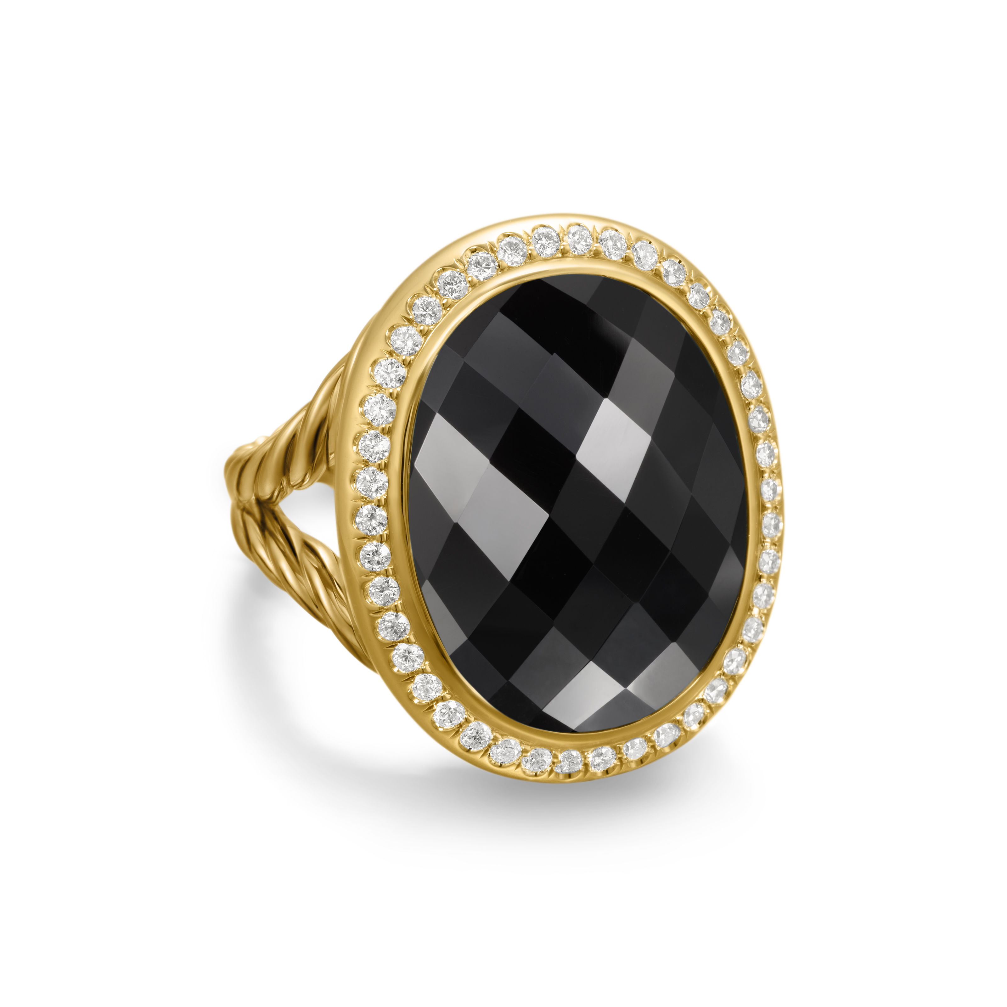 Albion® Oval Ring in 18K Yellow Gold with Black Onyx and Diamonds, 21mm Albion® Oval Ring in 18K Yellow Gold with Black Onyx and Diamonds, 21mm