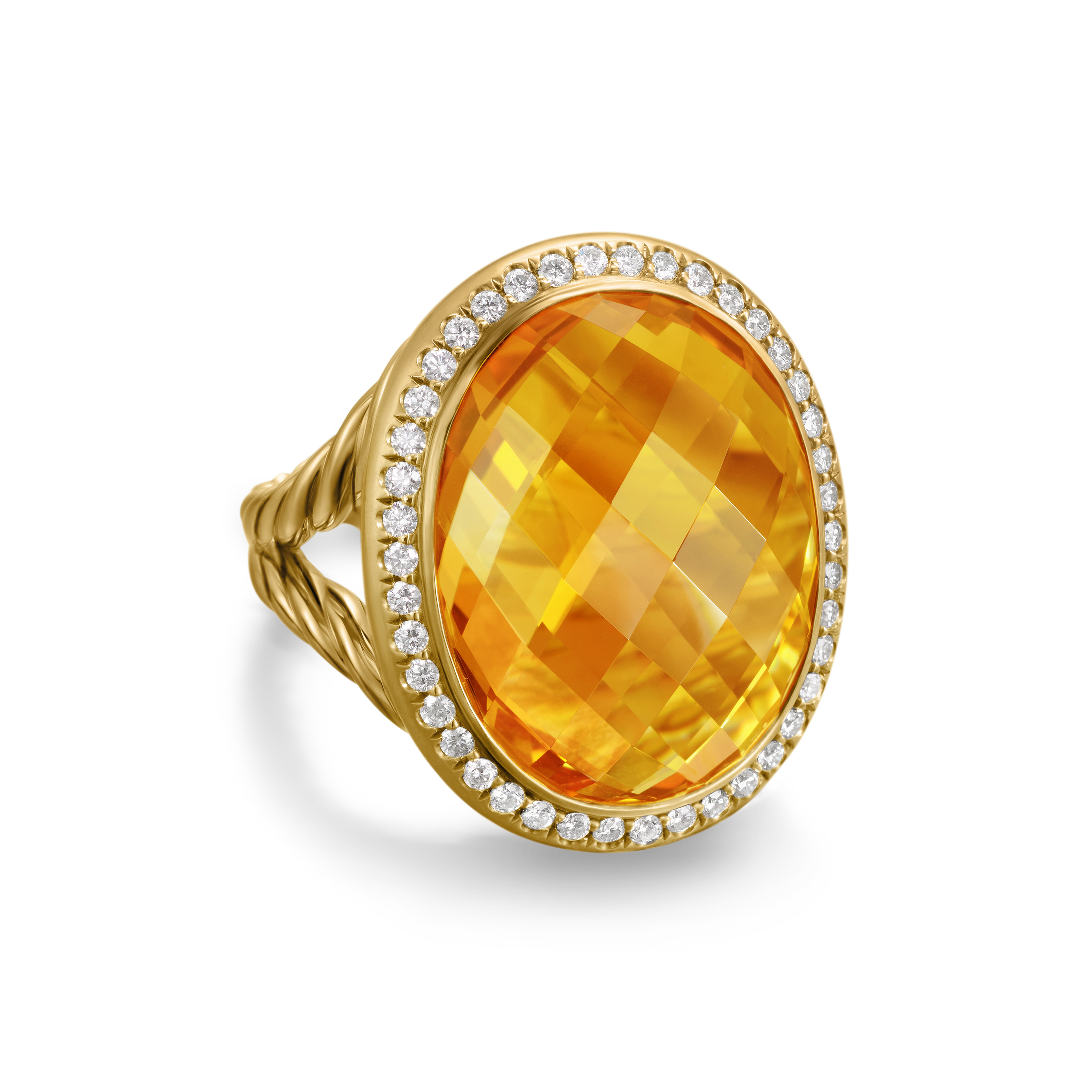 Albion® Oval Ring in 18K Yellow Gold with Citrine and Diamonds, 21mm Albion® Oval Ring in 18K Yellow Gold with Citrine and Diamonds, 21mm