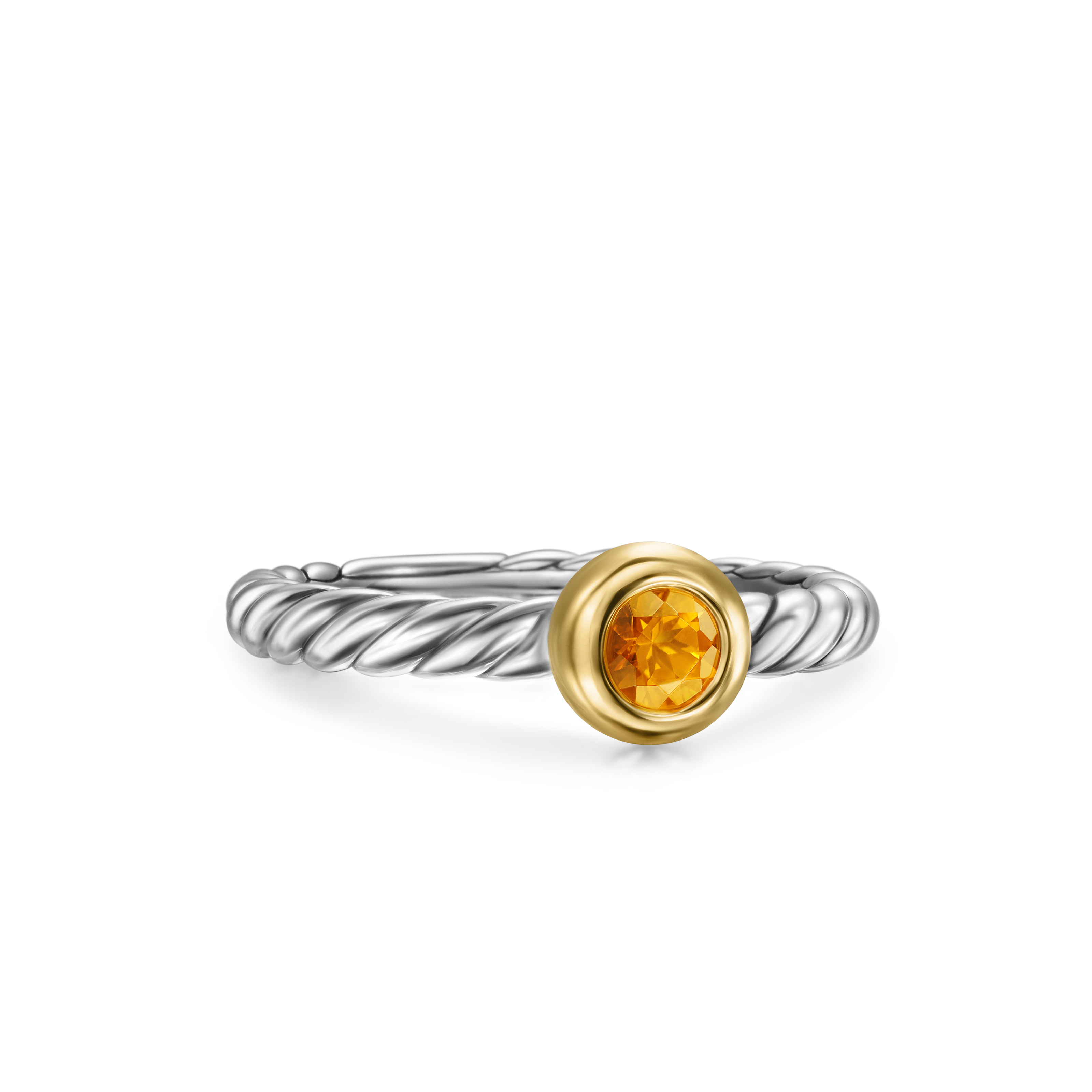 Petite Cable Ring in Sterling Silver with 14K Yellow Gold and Citrine, 2.8mm Petite Cable Ring in Sterling Silver with 14K Yellow Gold and Citrine, 2.8mm