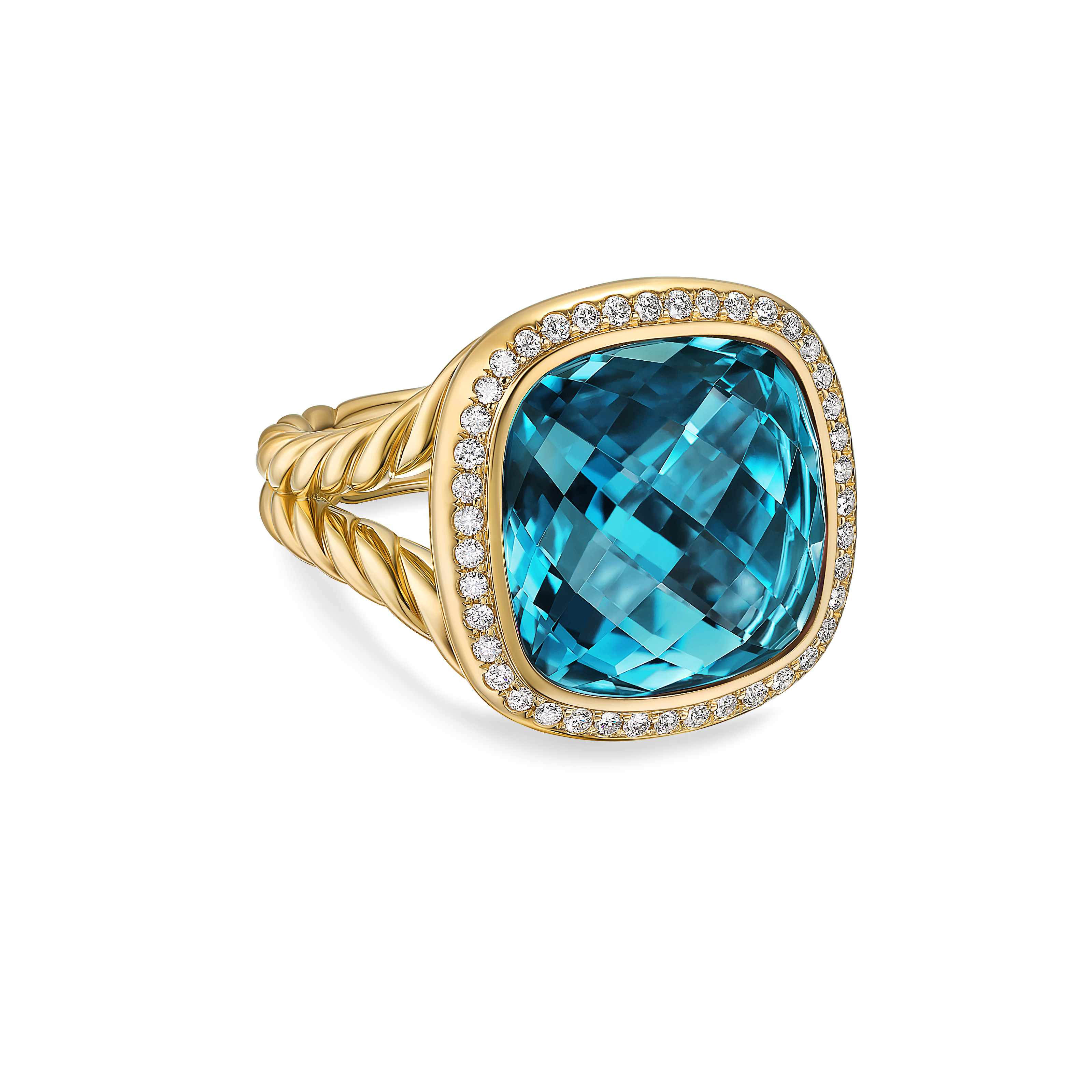 Albion® Ring in 18K Yellow Gold with Hampton Blue Topaz and Diamonds, 15mm Albion® Ring in 18K Yellow Gold with Hampton Blue Topaz and Diamonds, 15mm