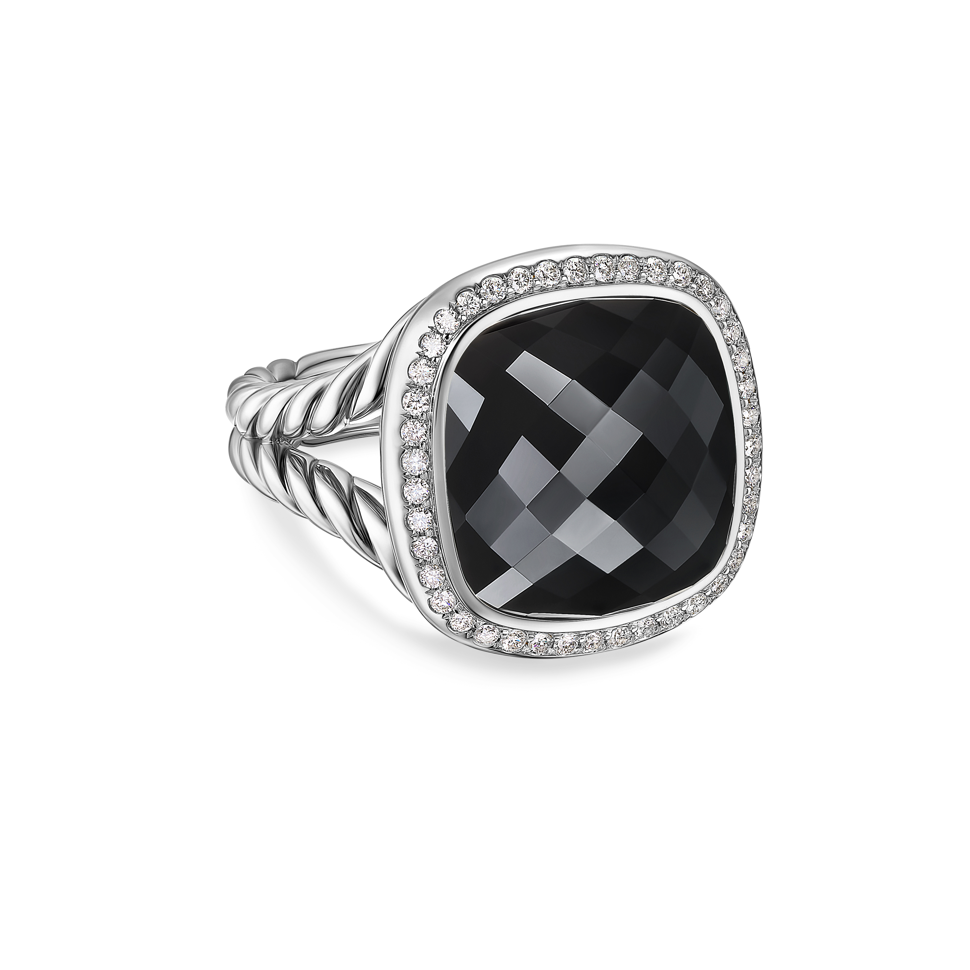 Albion® Ring in Sterling Silver with Black Onyx and Diamonds, 15mm Albion® Ring in Sterling Silver with Black Onyx and Diamonds, 15mm
