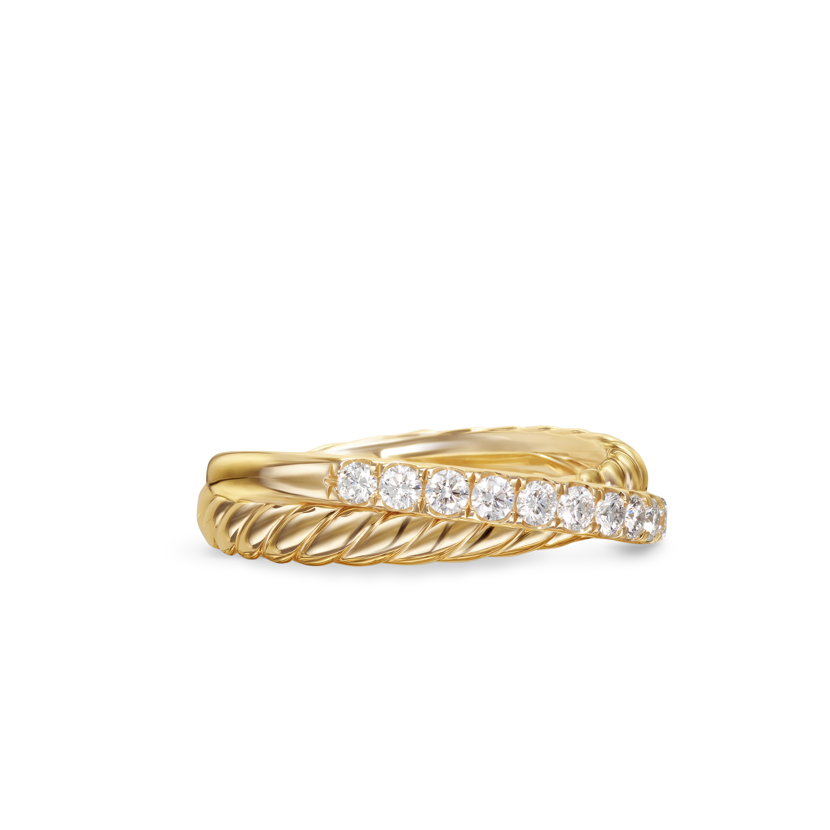 Crossover Two Row Ring in 18K Yellow Gold with Diamonds, 5mm Crossover Two Row Ring in 18K Yellow Gold with Diamonds, 5mm