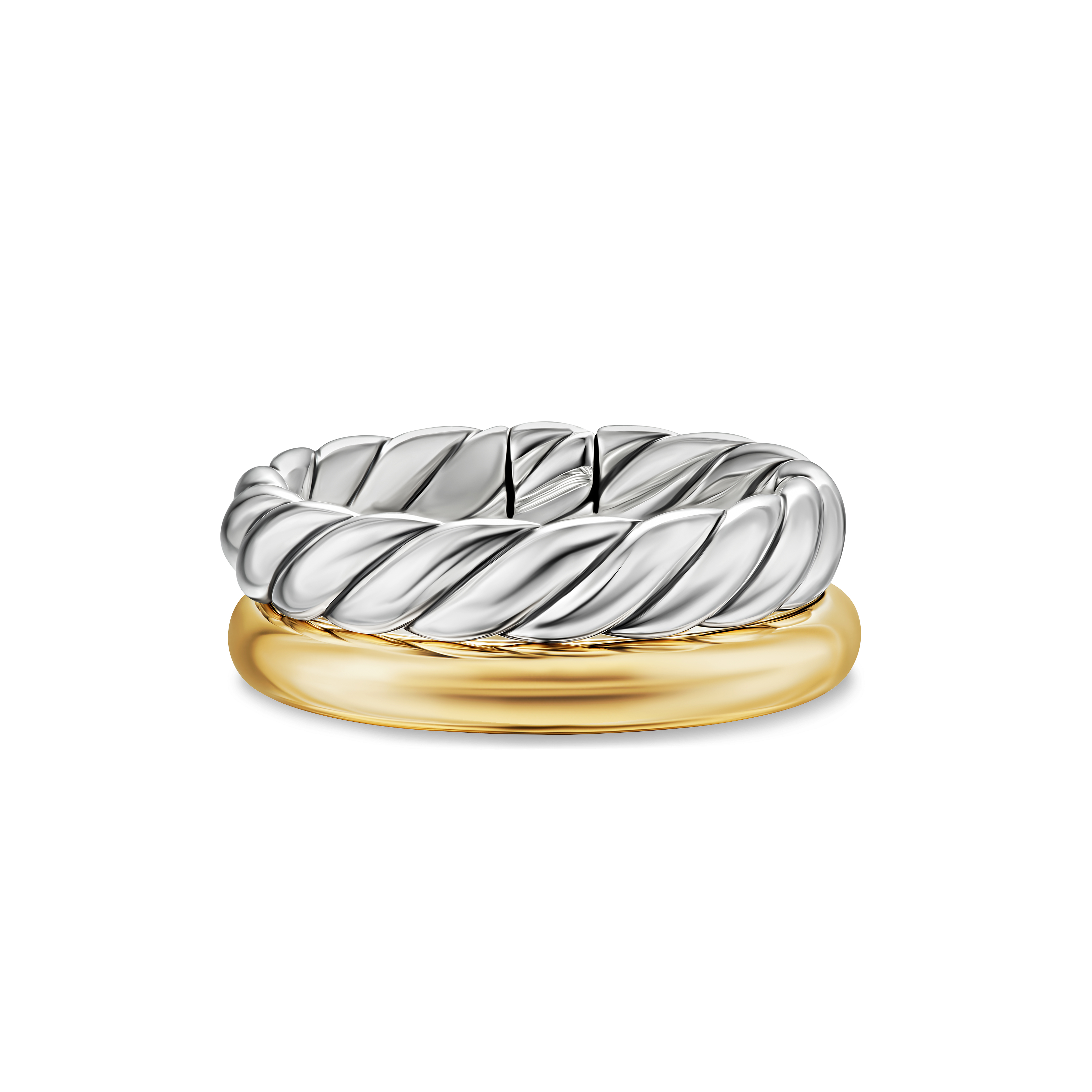 DY Mercer® Two Row Ring in Sterling Silver with 18K Yellow Gold, 8mm DY Mercer® Two Row Ring in Sterling Silver with 18K Yellow Gold, 8mm