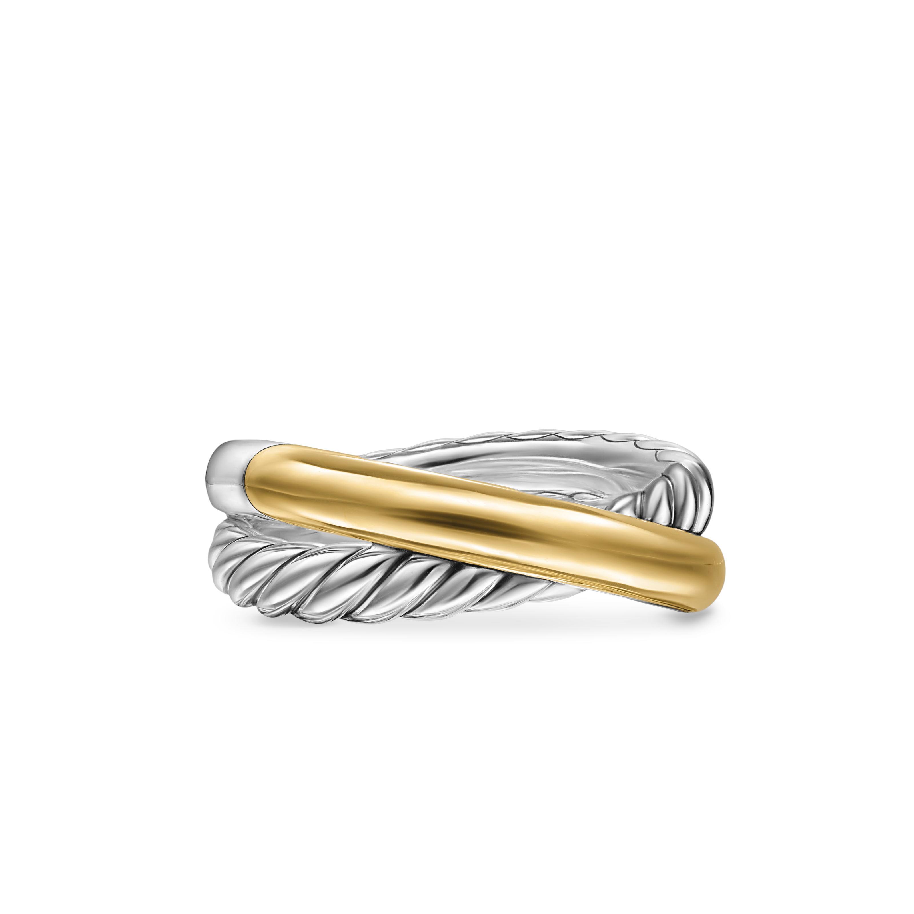 Crossover Two Row Ring in Sterling Silver with 14K Yellow Gold, 7.5mm Crossover Two Row Ring in Sterling Silver with 14K Yellow Gold, 7.5mm