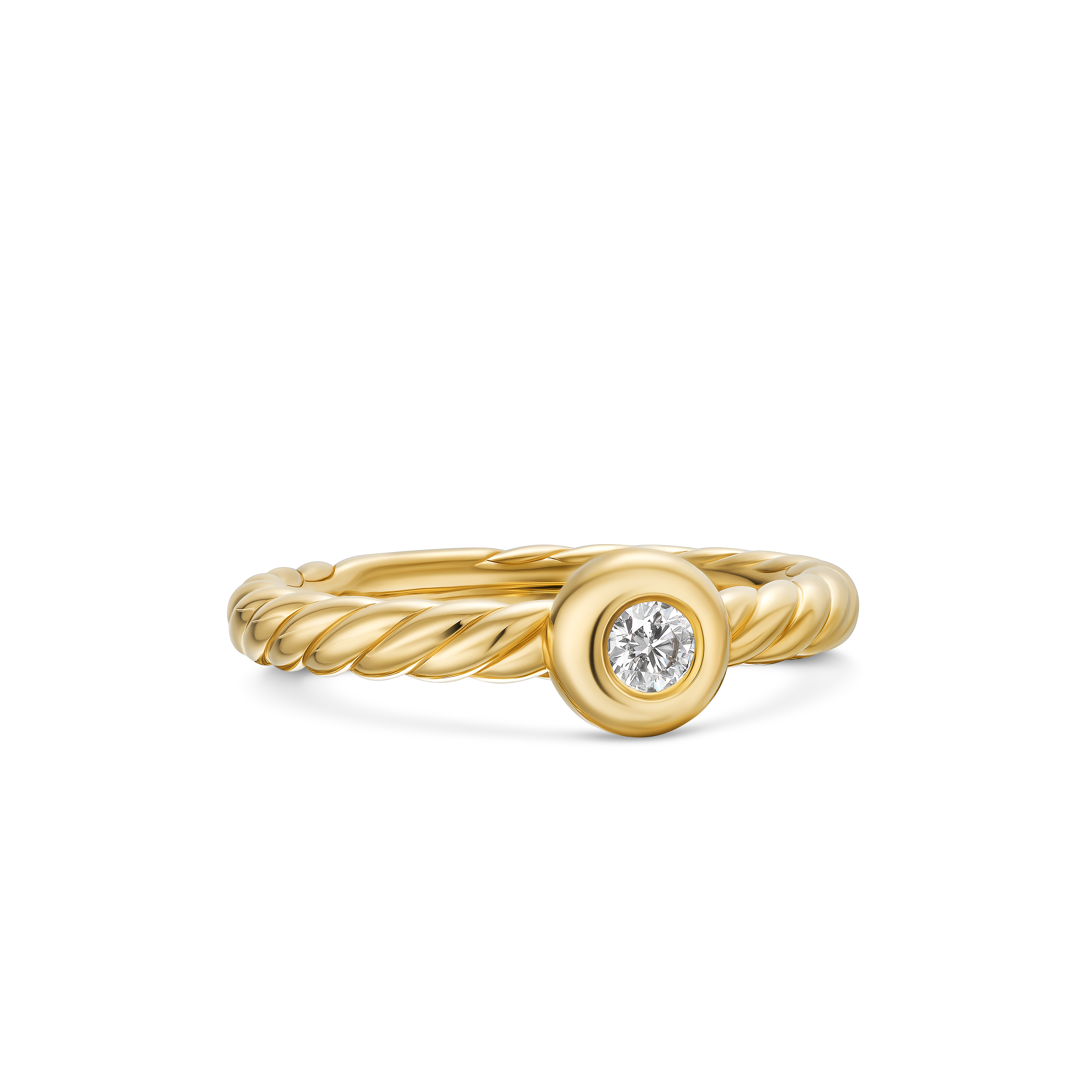 Petite Cable Ring in 18K Yellow Gold with Center Diamond, 2.8mm Petite Cable Ring in 18K Yellow Gold with Center Diamond, 2.8mm