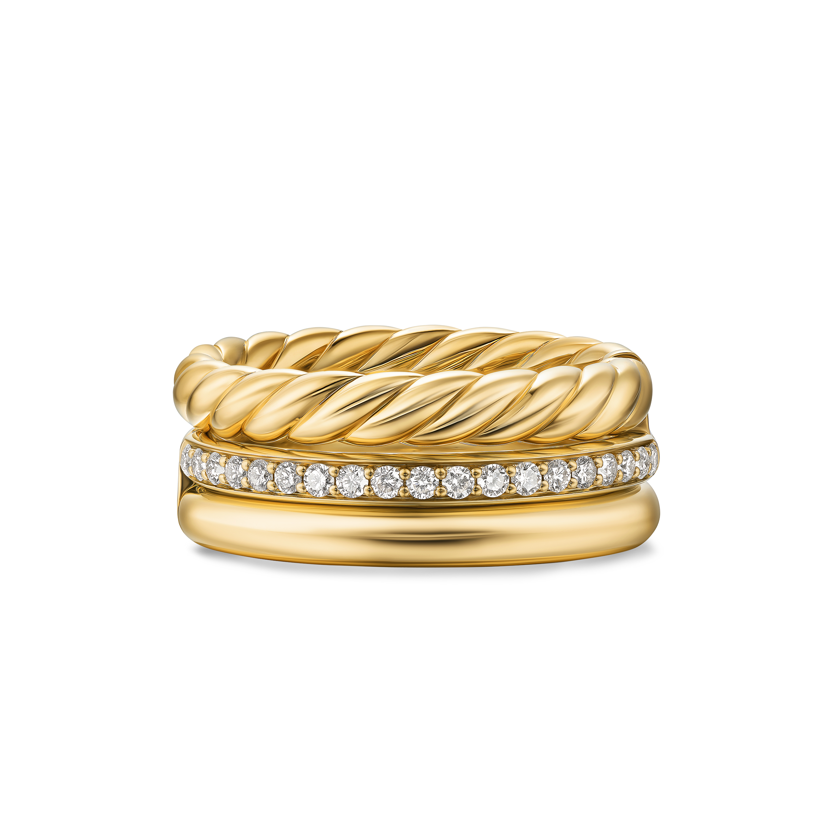 DY Mercer® Three Row Ring in 18K Yellow Gold with Diamonds, 8.9mm DY Mercer® Three Row Ring in 18K Yellow Gold with Diamonds, 8.9mm