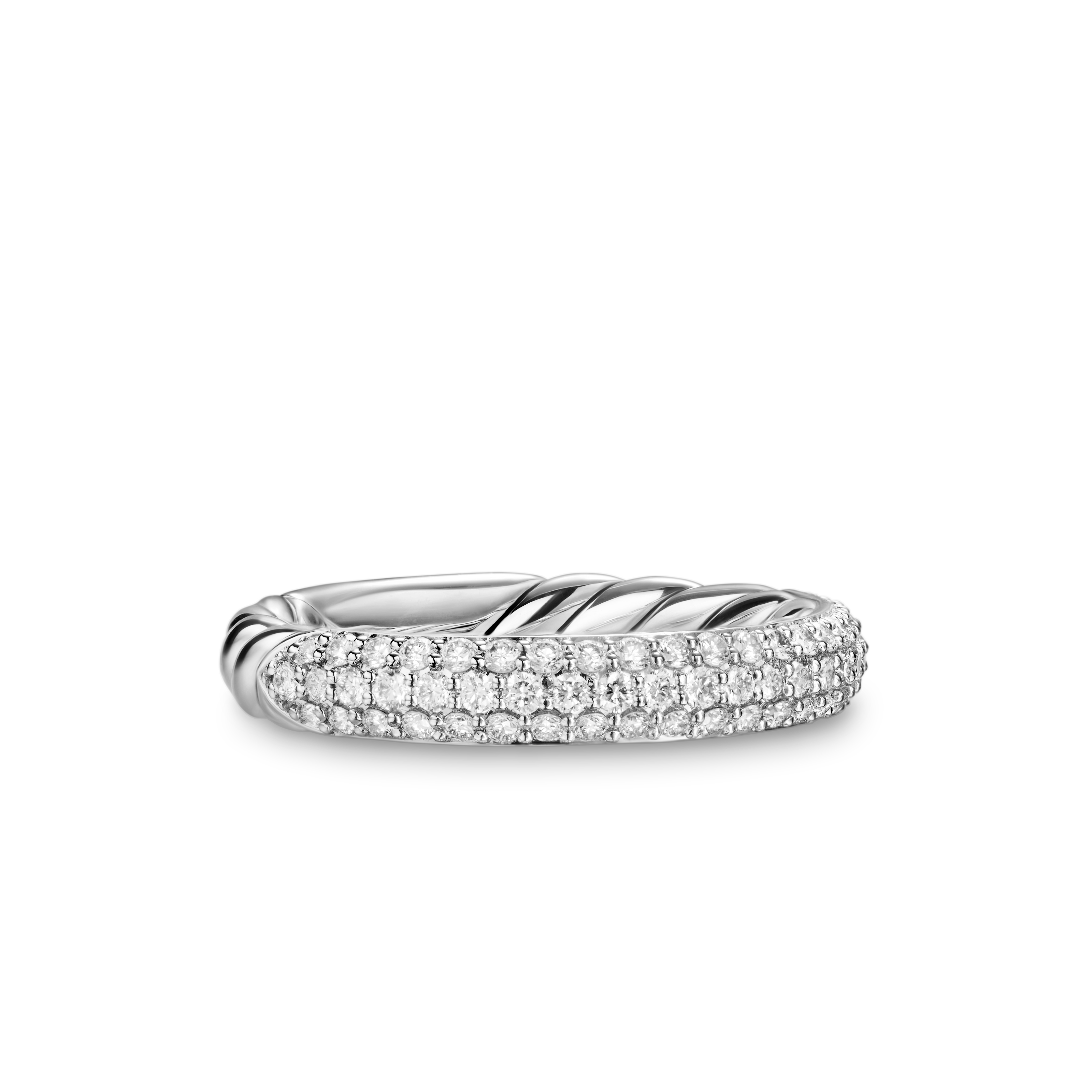 DY Mercer® Pavé Band Ring in Sterling Silver with Diamonds, 3.7mm DY Mercer® Pavé Band Ring in Sterling Silver with Diamonds, 3.7mm