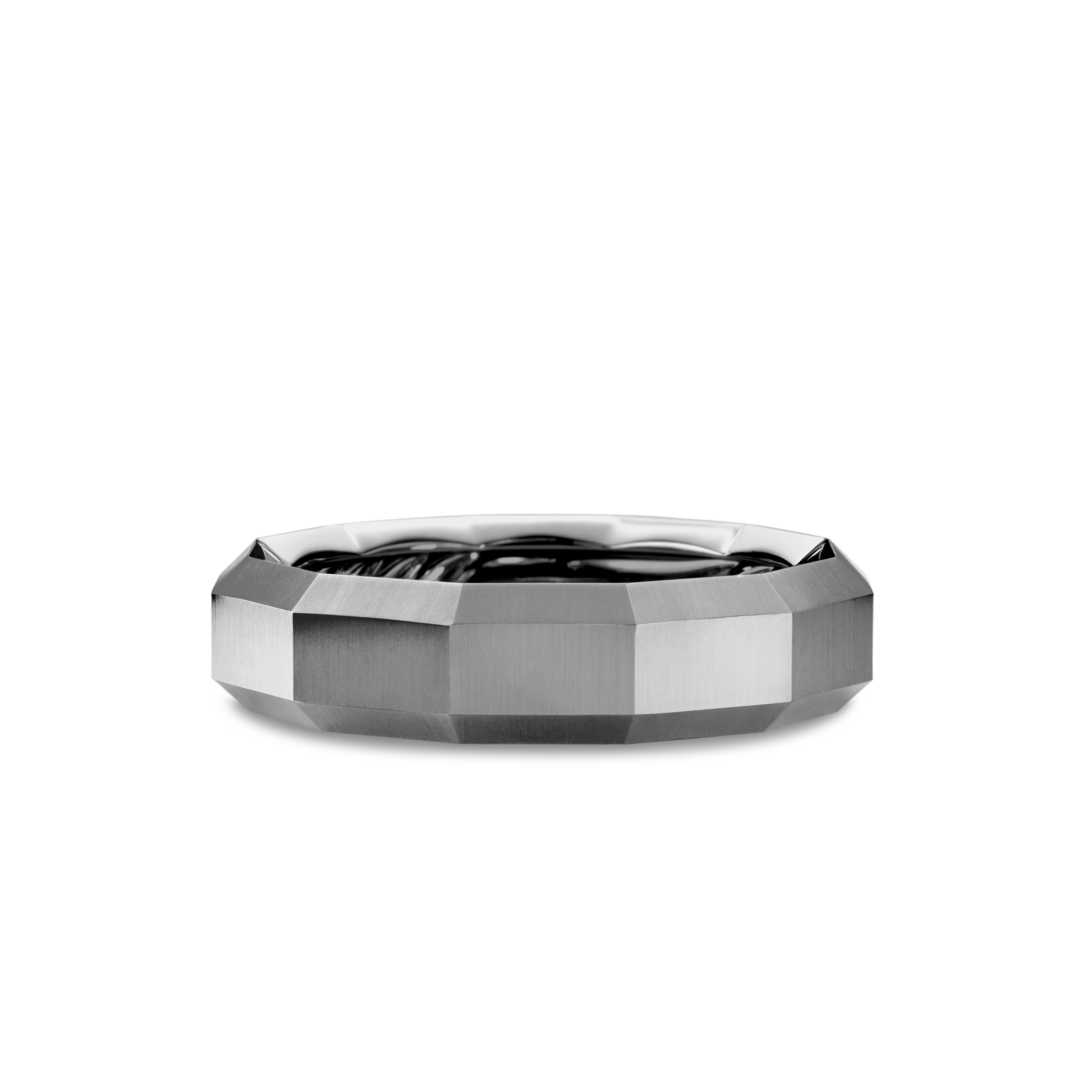 Faceted Band Ring in Grey Titanium, 6mm Faceted Band Ring in Grey Titanium, 6mm