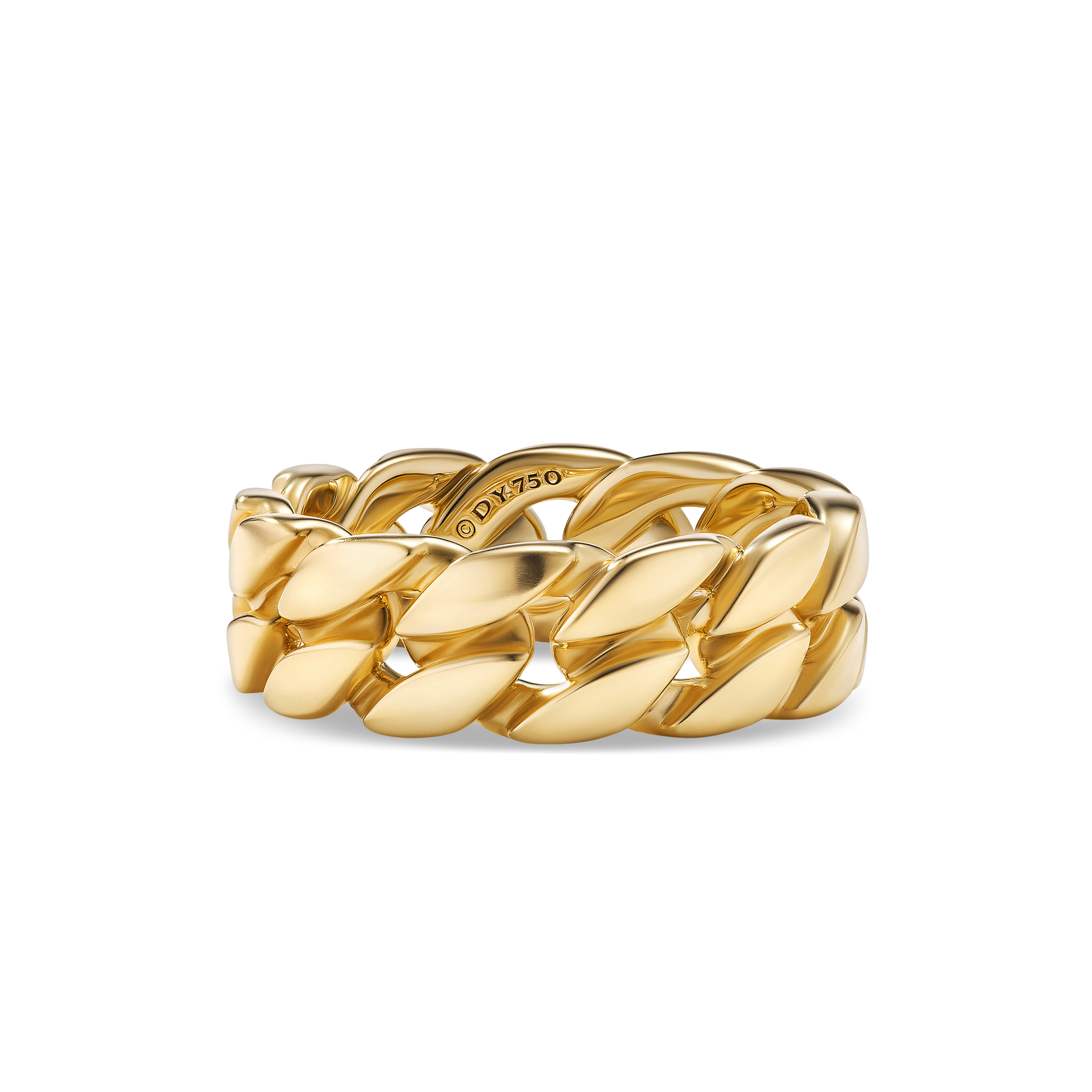 Curb Chain Band Ring in 18K Yellow Gold, 8mm Curb Chain Band Ring in 18K Yellow Gold, 8mm