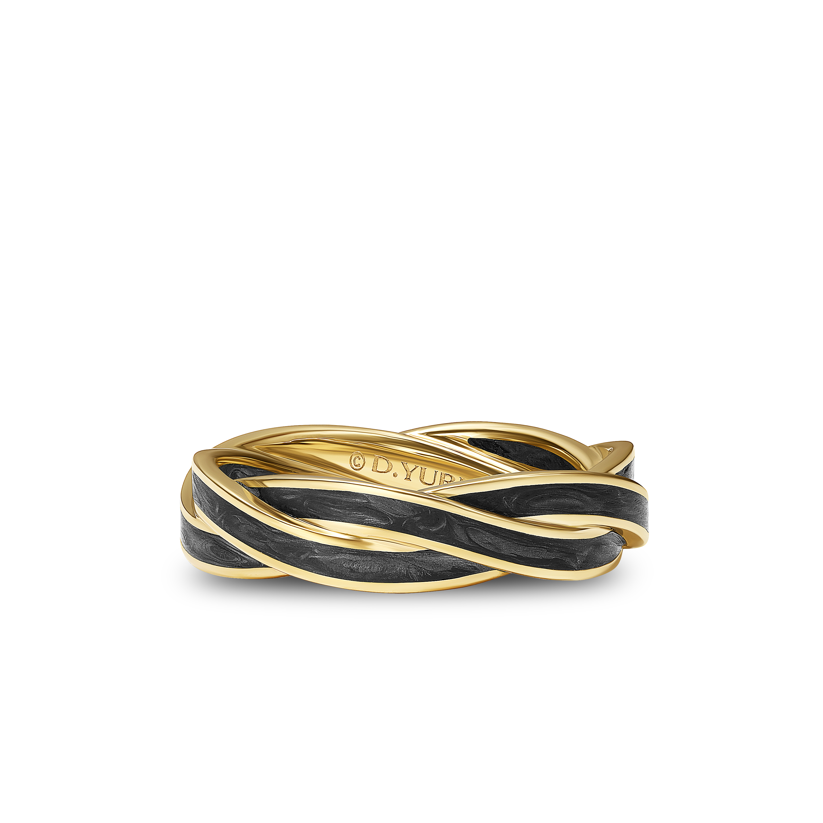 DY Helios™ Band Ring in 18K Yellow Gold with Forged Carbon, 6mm