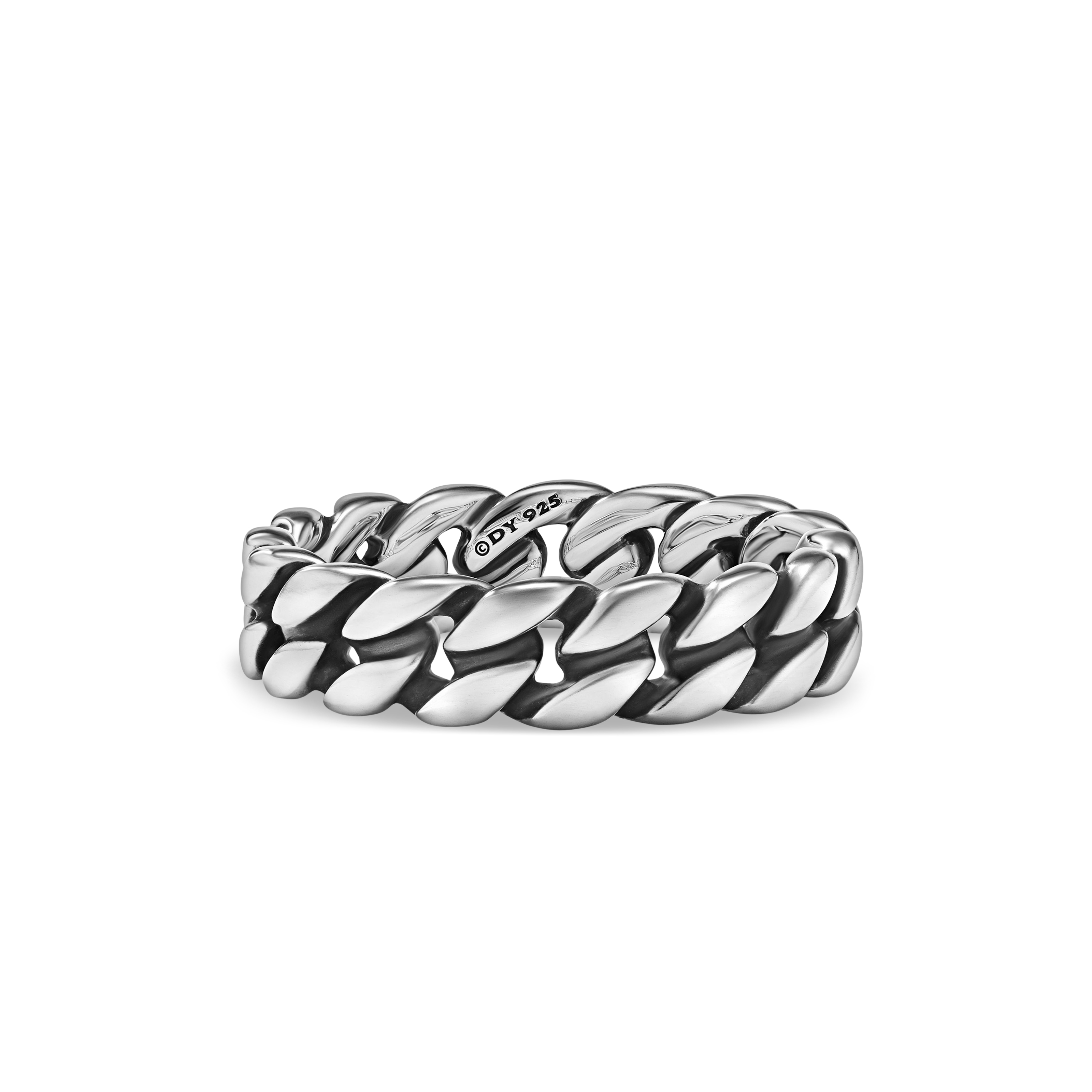 Curb Chain Band Ring in Sterling Silver, 6mm Curb Chain Band Ring in Sterling Silver, 6mm