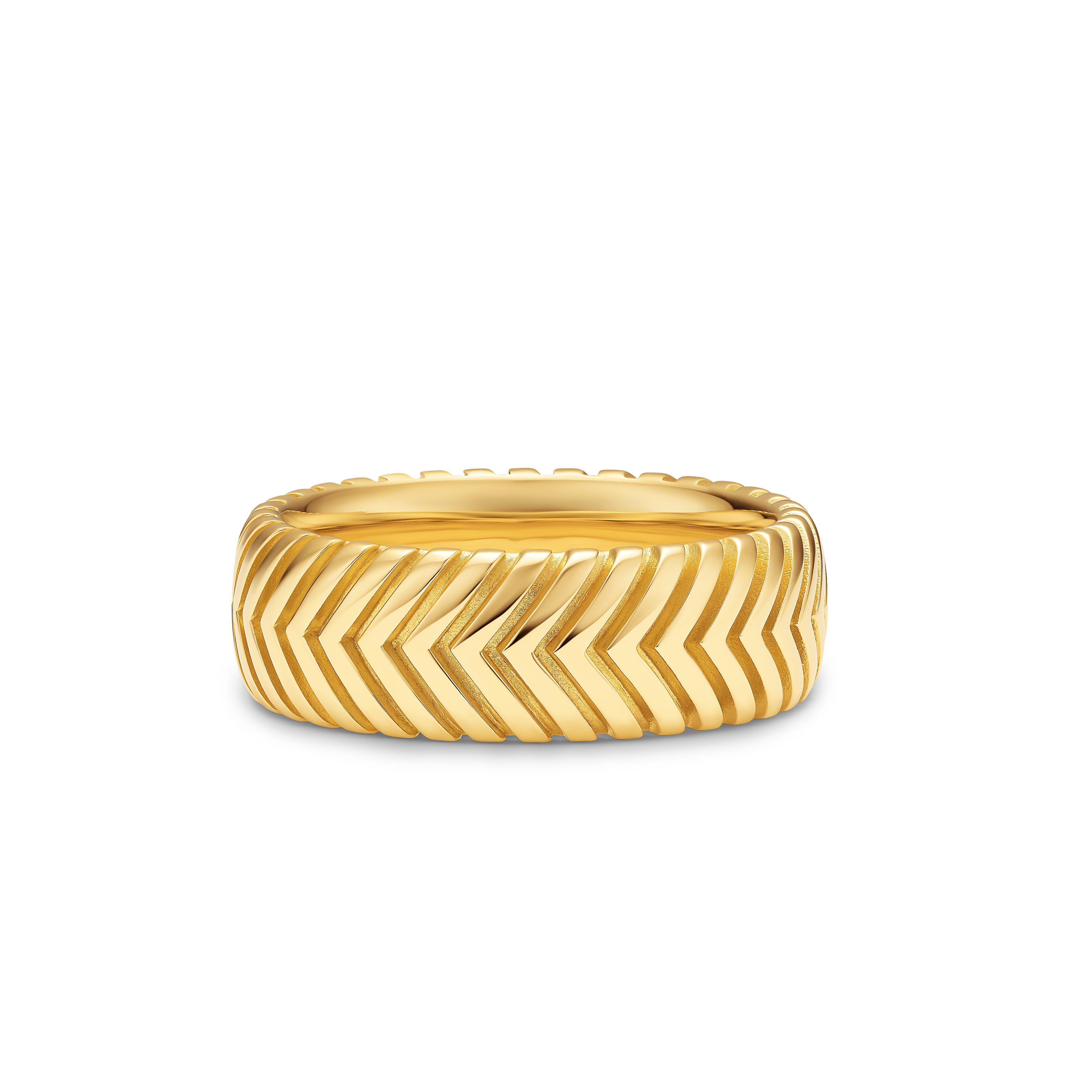 Chevron Band Ring in 18K Yellow Gold, 8mm Chevron Band Ring in 18K Yellow Gold, 8mm