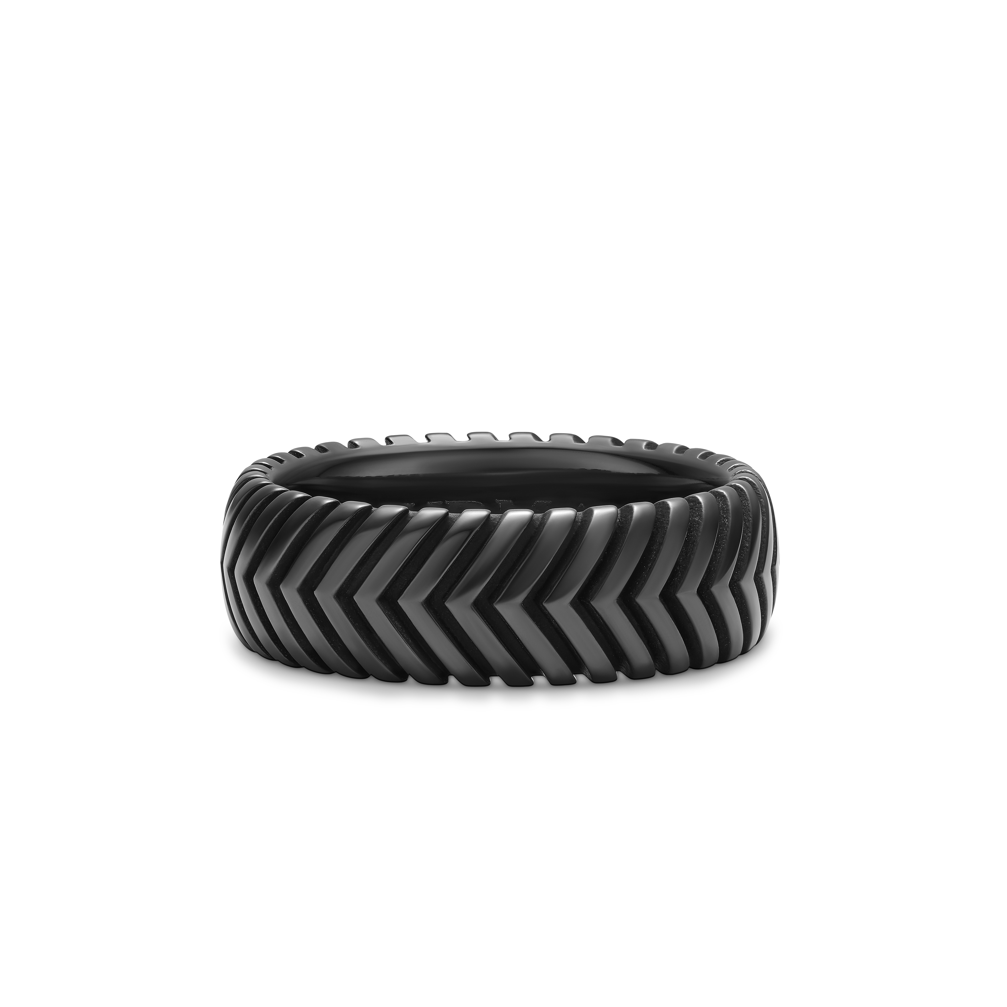 Chevron Band Ring in Black Titanium, 8mm Chevron Band Ring in Black Titanium, 8mm