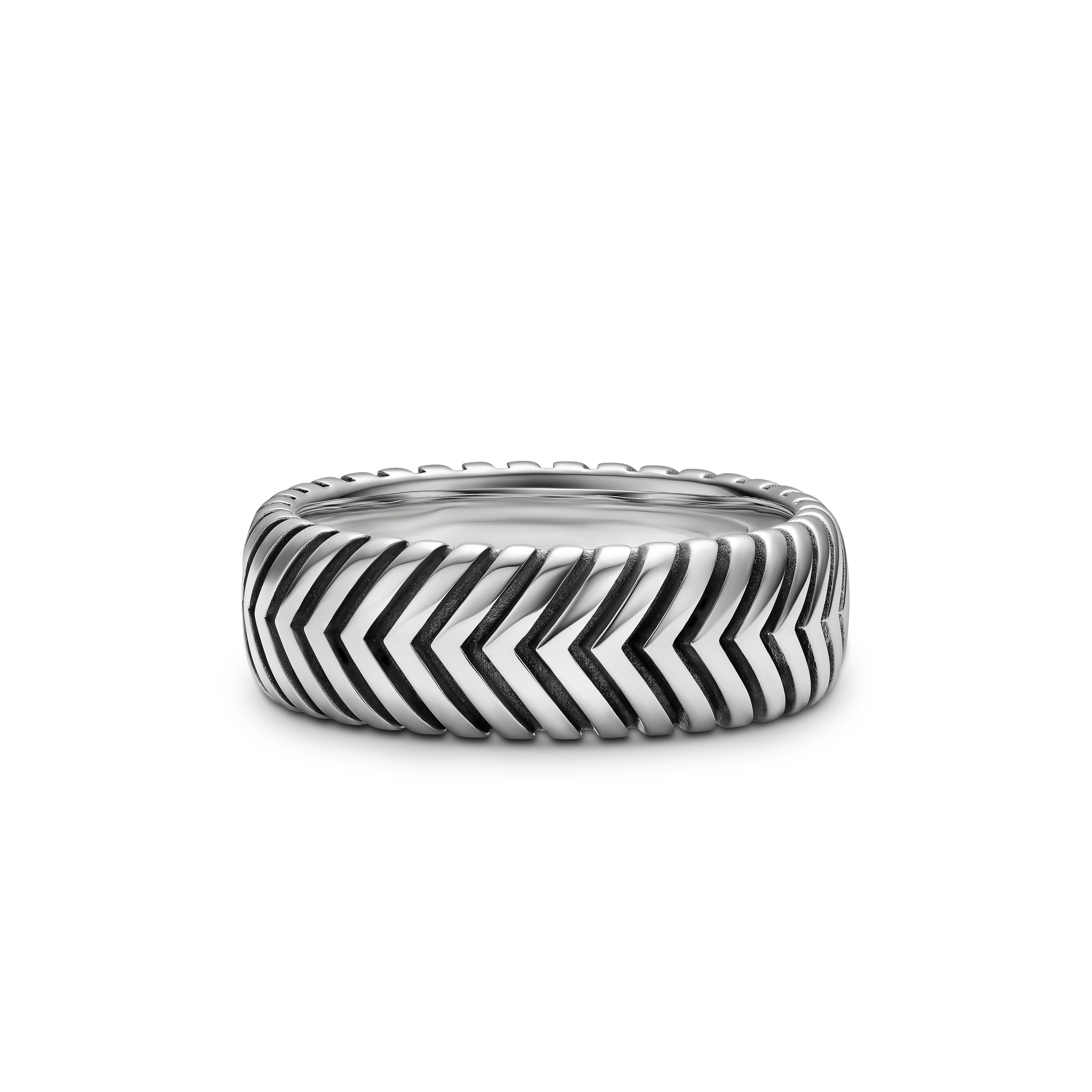 Chevron Band Ring in Sterling Silver, 8mm Chevron Band Ring in Sterling Silver, 8mm