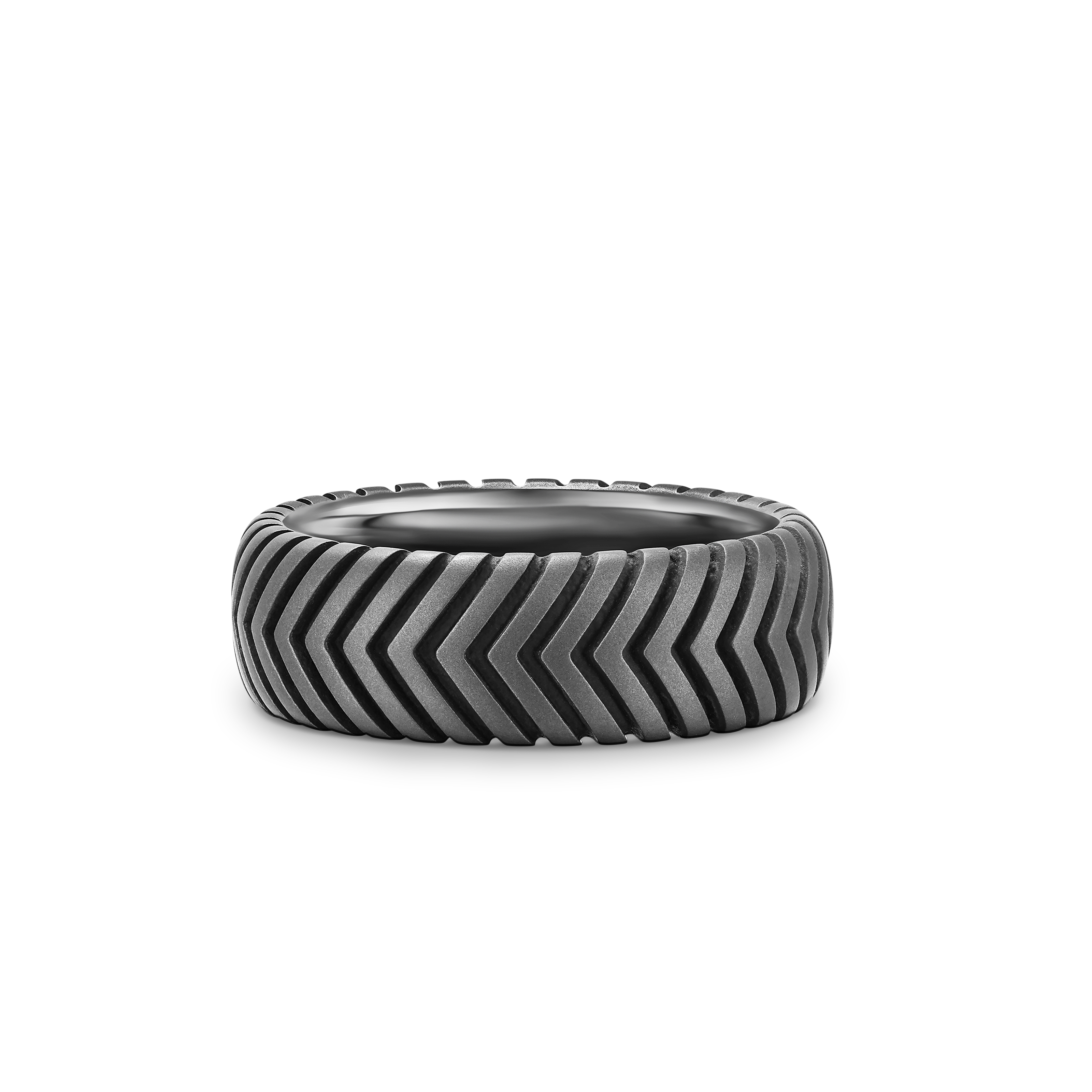 Chevron Band Ring in Titanium, 8mm