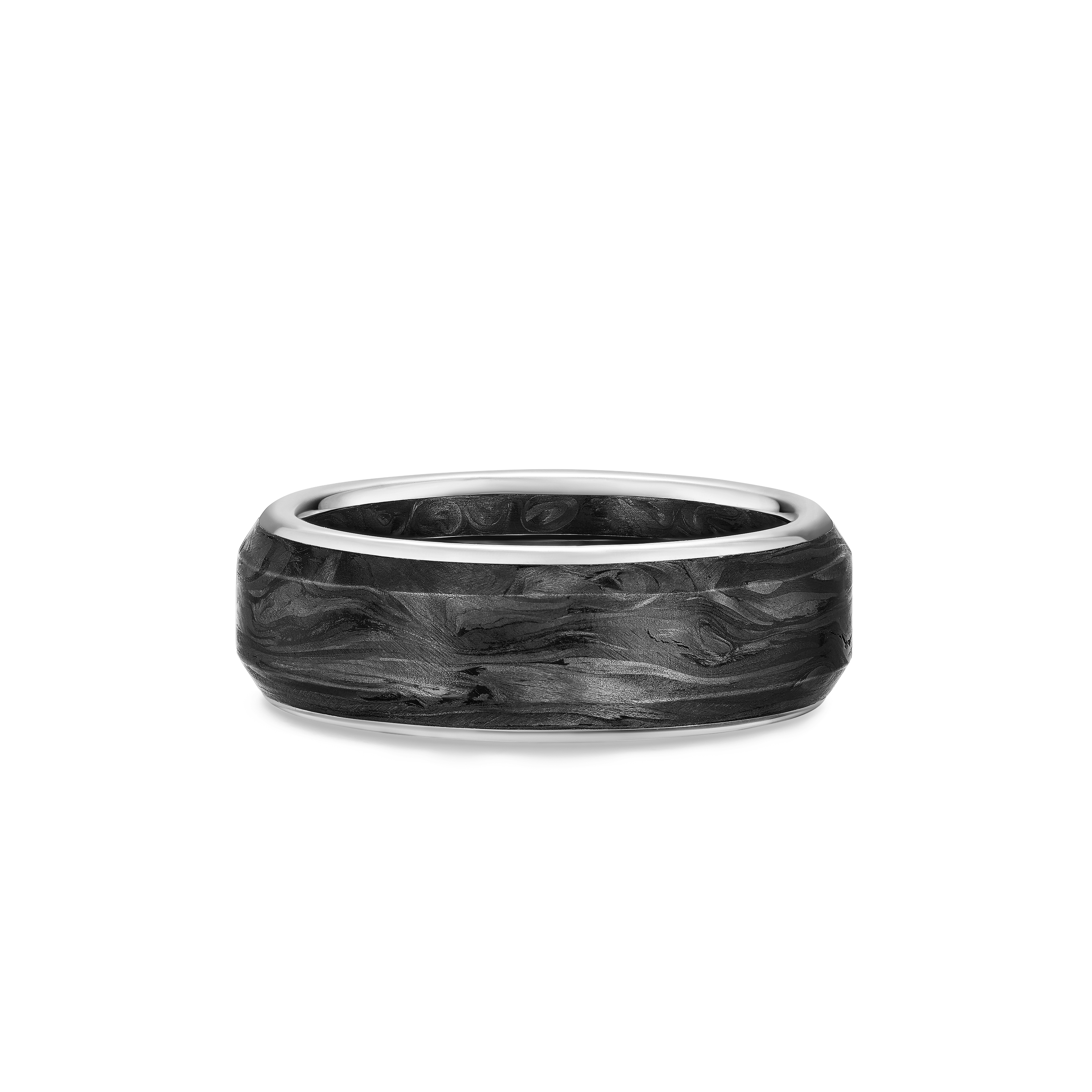 Streamline® Band Ring in 18K White Gold with Forged Carbon, 8mm Streamline® Band Ring in 18K White Gold with Forged Carbon, 8mm