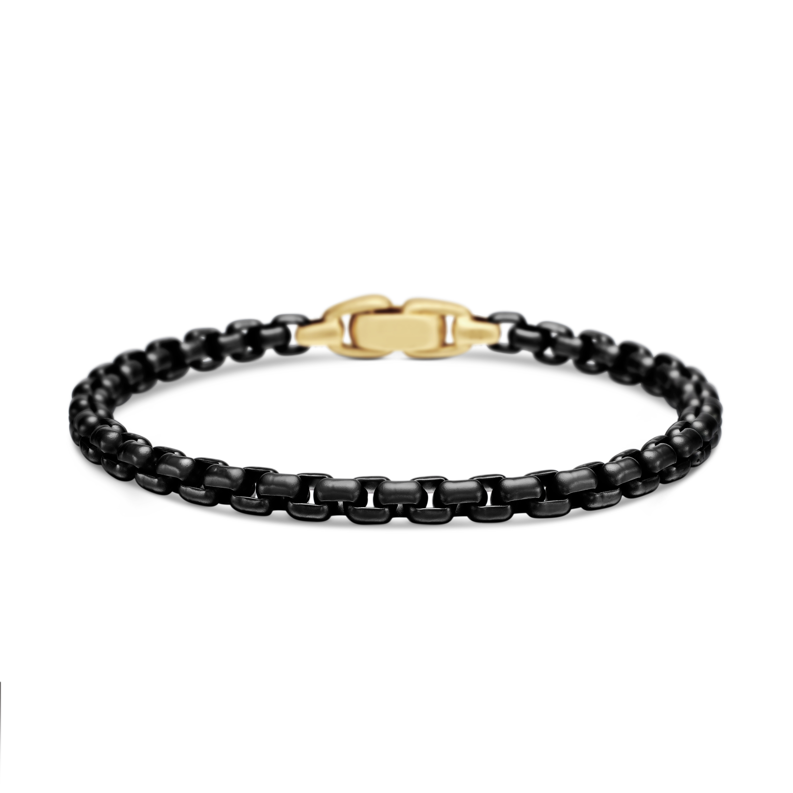 Box Chain Bracelet in Stainless Steel with 14K Yellow Gold, 5mm