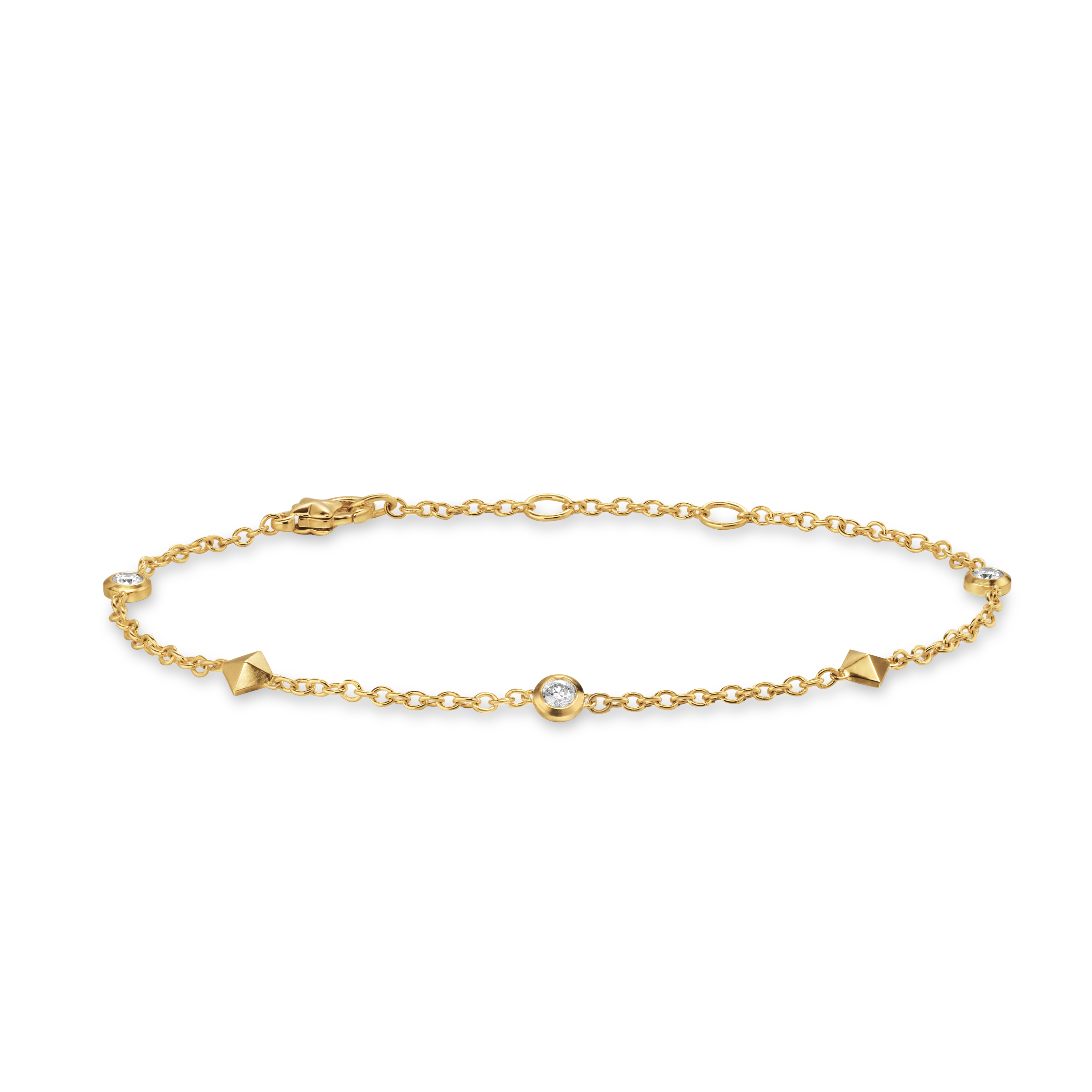 Petite Modern Renaissance Station Bracelet in 18K Yellow Gold with Diamonds, 4.6mm Petite Modern Renaissance Station Bracelet in 18K Yellow Gold with Diamonds, 4.6mm