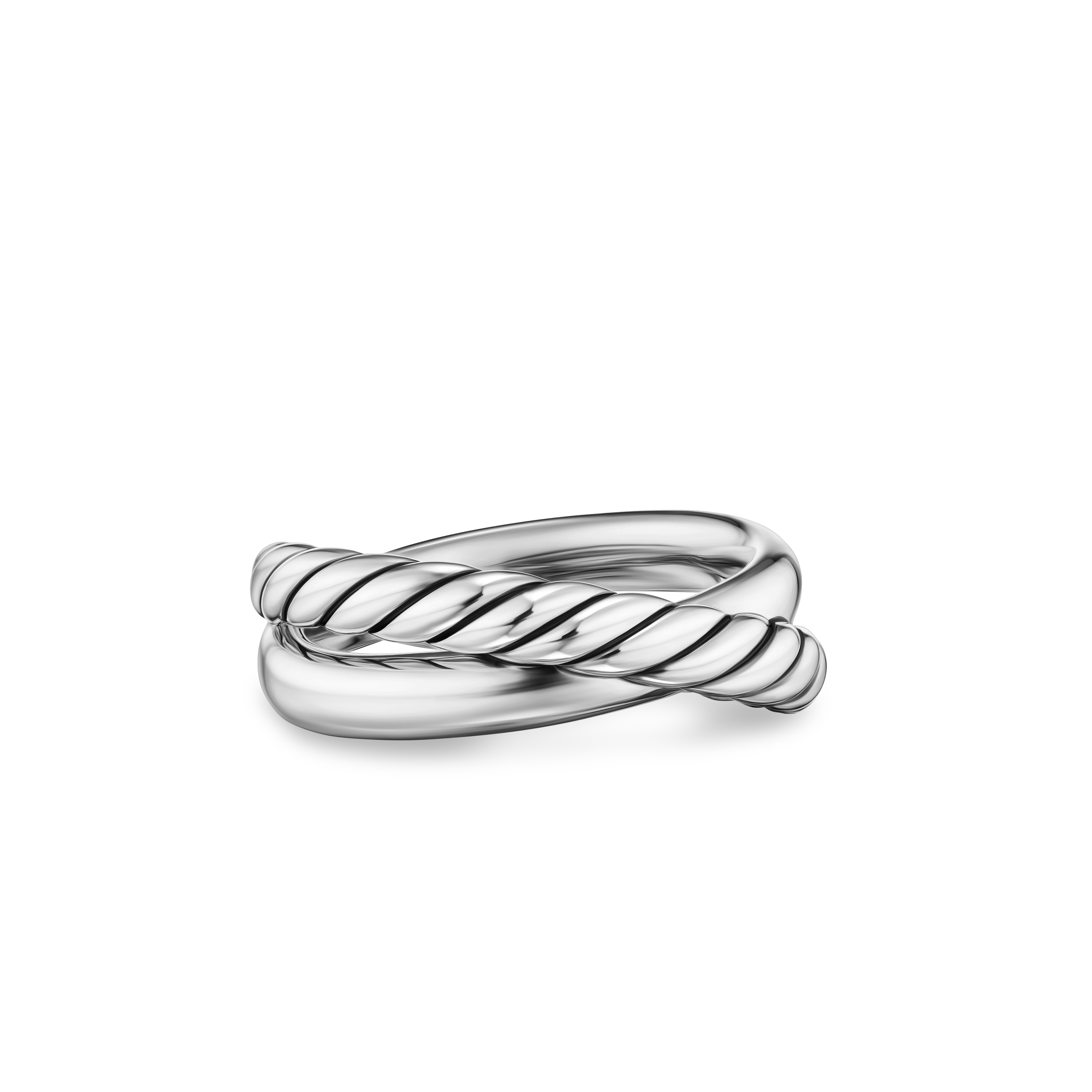 Crossover Two Row Ring in Sterling Silver, 7.4mm Crossover Two Row Ring in Sterling Silver, 7.4mm