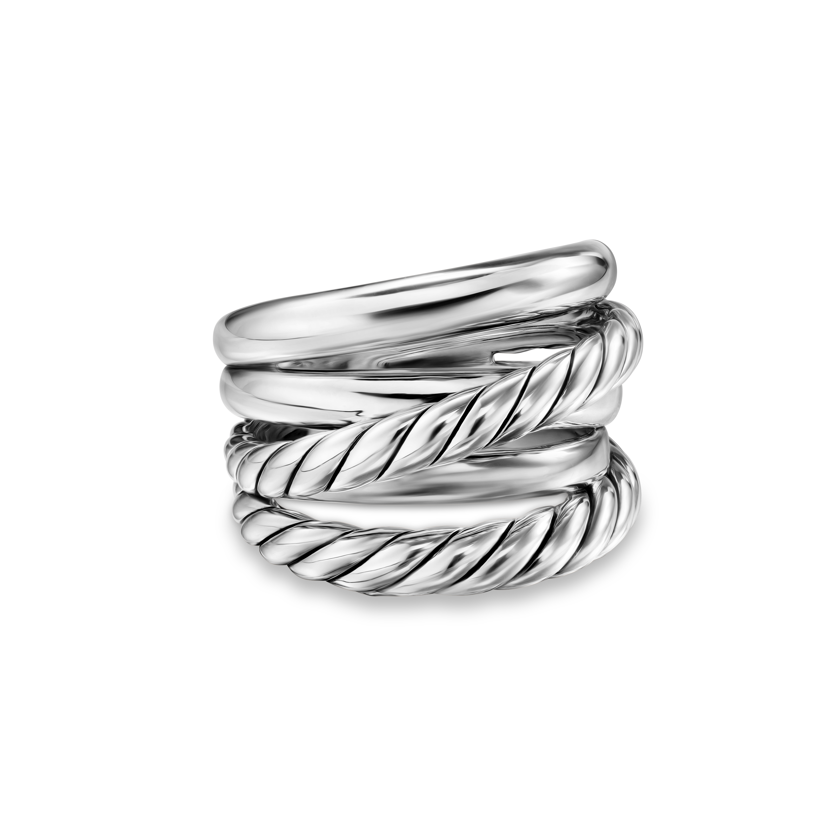Crossover Five Row Ring in Sterling Silver, 17.5mm Crossover Five Row Ring in Sterling Silver, 17.5mm