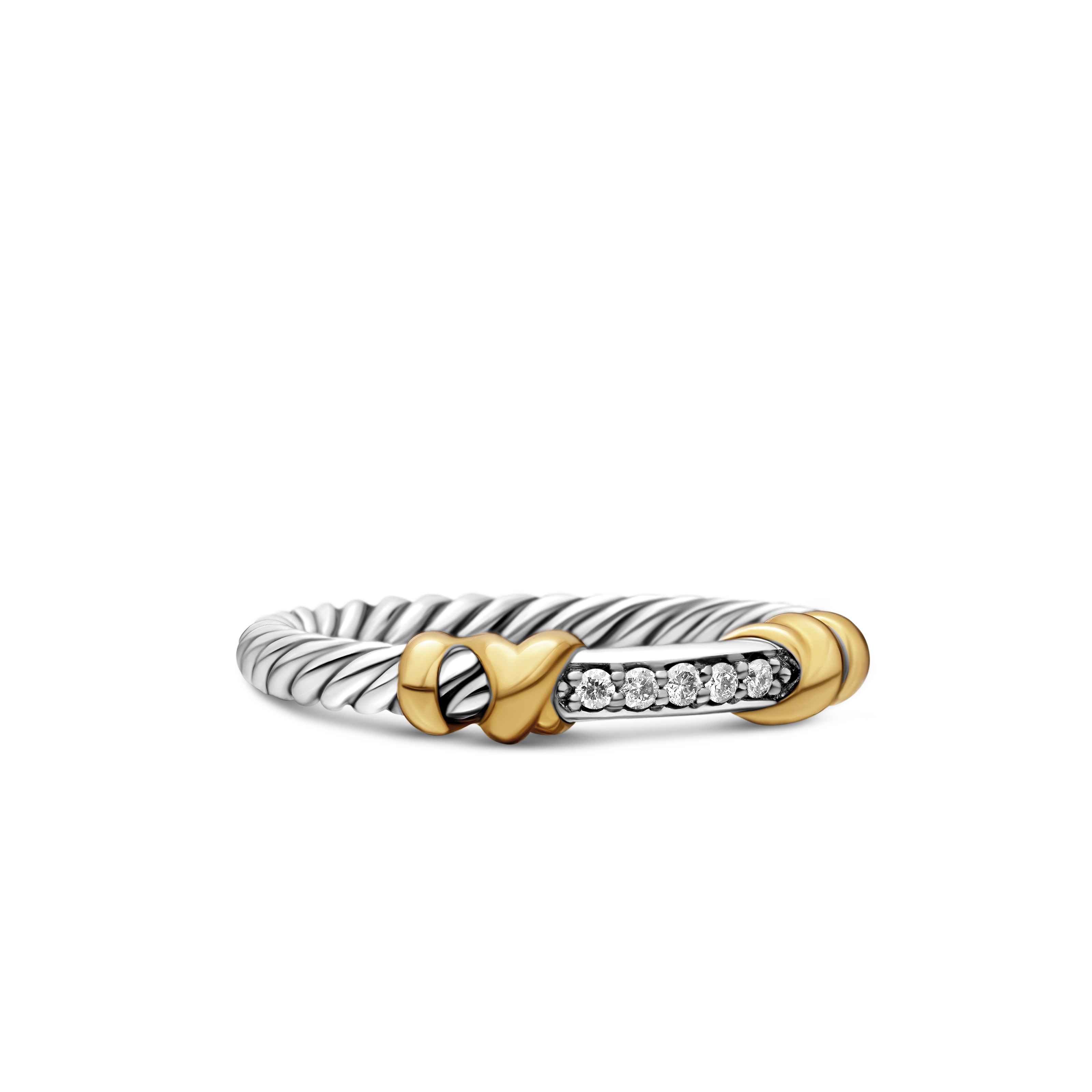 Petite Helena Wrap Band Ring in Sterling Silver with 18K Yellow Gold and Diamonds, 4mm Petite Helena Wrap Band Ring in Sterling Silver with 18K Yellow Gold and Diamonds, 4mm