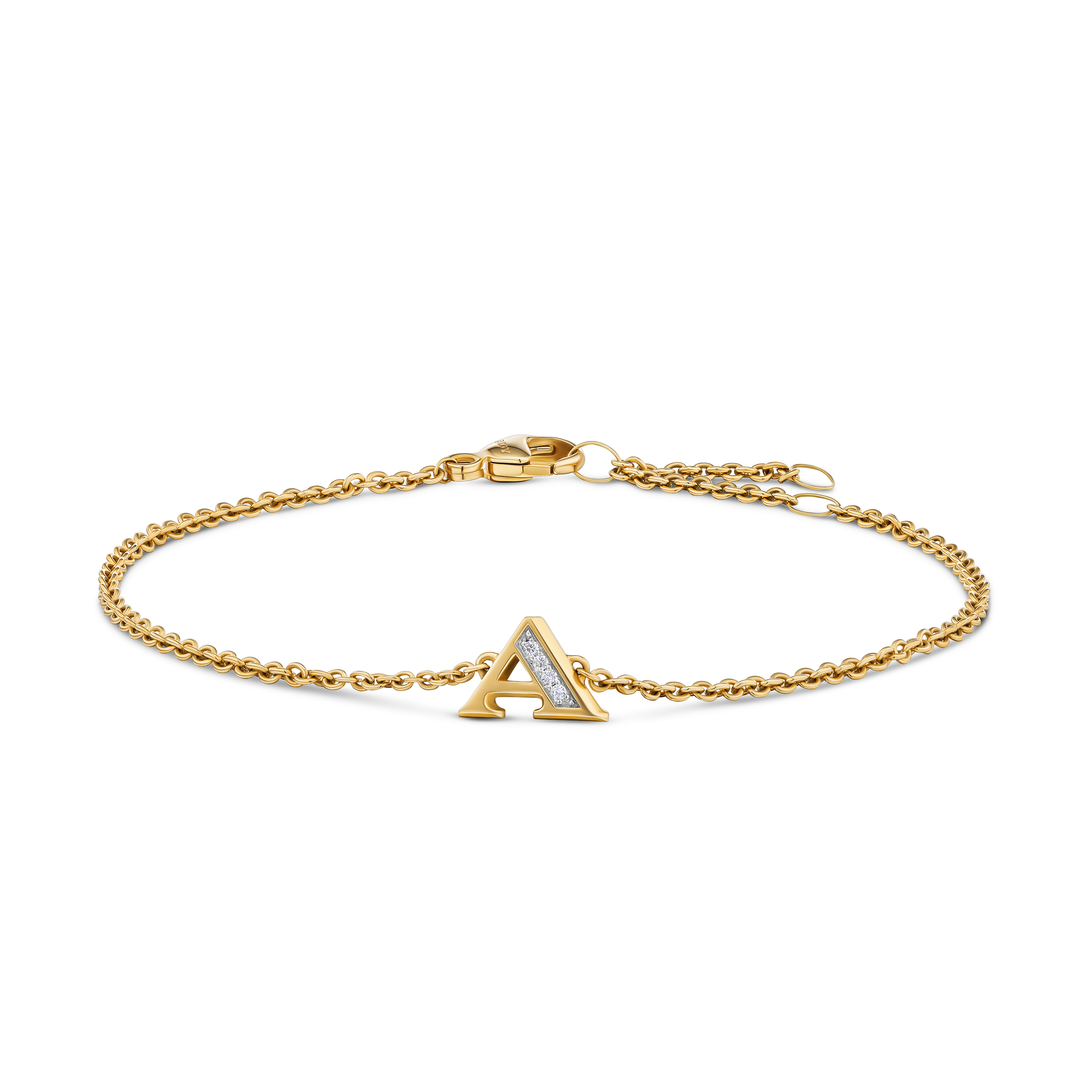 Petite Pavé Initial Chain Bracelet in 18K Yellow Gold with Diamond A Petite Pavé Initial Chain Bracelet in 18K Yellow Gold with Diamond A