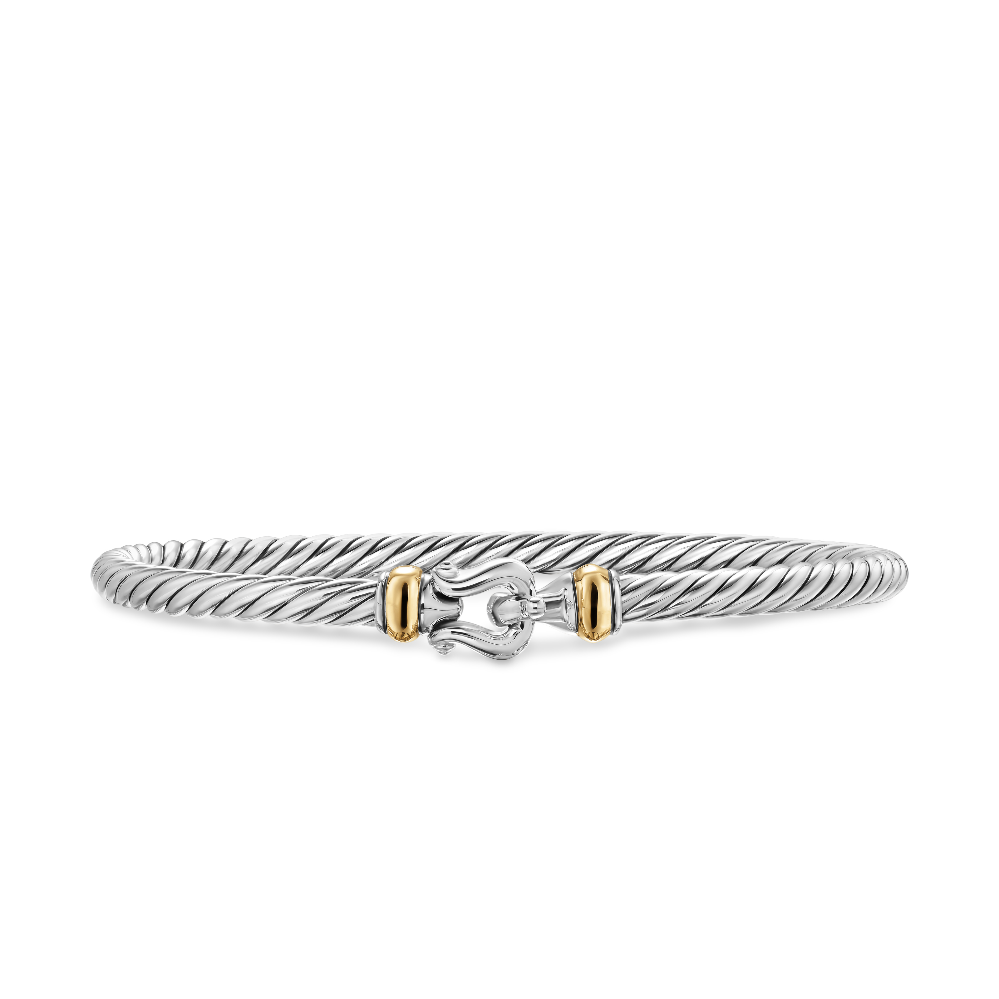 Cable Flex Buckle Bracelet in Sterling Silver with 14K Yellow Gold, 4mm Cable Flex Buckle Bracelet in Sterling Silver with 14K Yellow Gold, 4mm