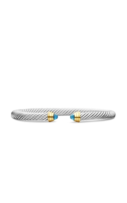Classic Cable Bracelet in Sterling Silver with 14K Yellow Gold and Blue Topaz, 5mm thumbnail 1