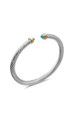 Classic Cable Bracelet in Sterling Silver with 14K Yellow Gold and Blue Topaz, 5mm thumbnail 2