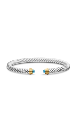 Classic Cable Bracelet in Sterling Silver with 14K Yellow Gold and Blue Topaz, 5mm thumbnail 3