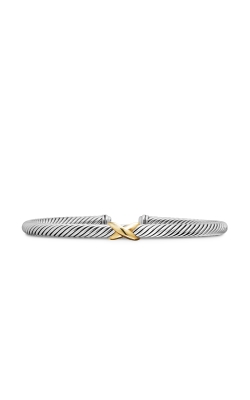 X Classic Cable Station Bracelet in Sterling Silver with 18K Yellow Gold, 4mm thumbnail 1