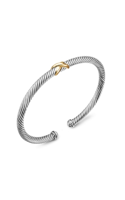 X Classic Cable Station Bracelet in Sterling Silver with 18K Yellow Gold, 4mm thumbnail 2
