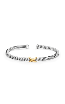 X Classic Cable Station Bracelet in Sterling Silver with 18K Yellow Gold, 4mm thumbnail 3
