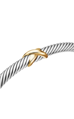 X Classic Cable Station Bracelet in Sterling Silver with 18K Yellow Gold, 4mm thumbnail 4