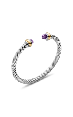 Classic Cable Bracelet in Sterling Silver with 14K Yellow Gold and Amethyst, 5mm thumbnail 2