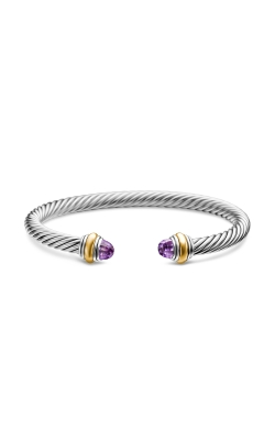 Classic Cable Bracelet in Sterling Silver with 14K Yellow Gold and Amethyst, 5mm thumbnail 3