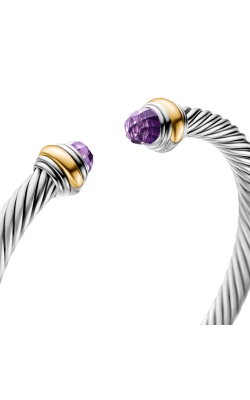 Classic Cable Bracelet in Sterling Silver with 14K Yellow Gold and Amethyst, 5mm thumbnail 4