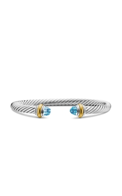Classic Cable Bracelet in Sterling Silver with 14K Yellow Gold and Blue Topaz, 5mm thumbnail 1